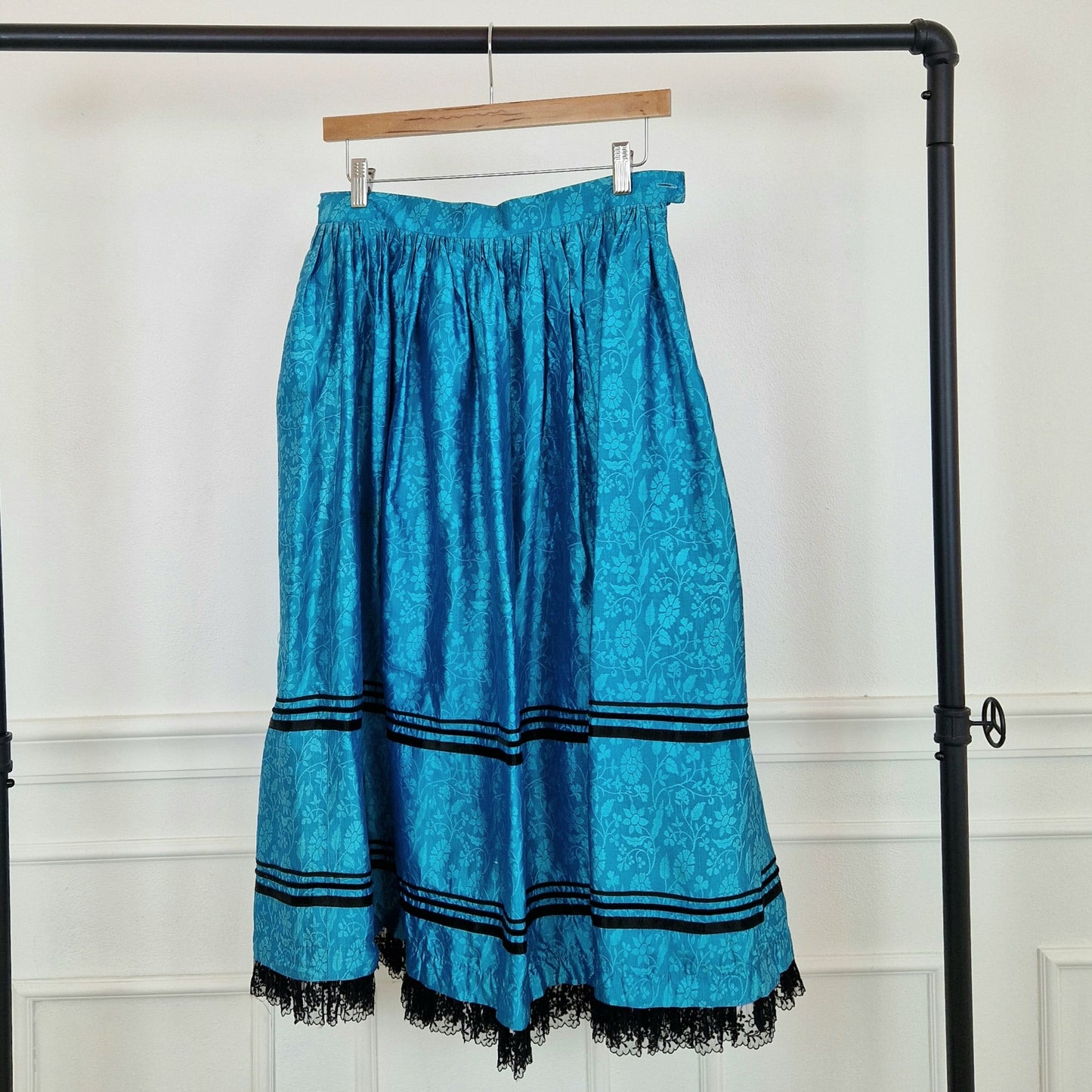 Gonna vintage seta azzurra