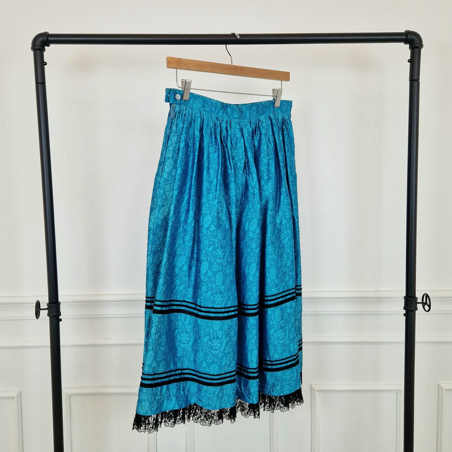 Gonna vintage seta azzurra