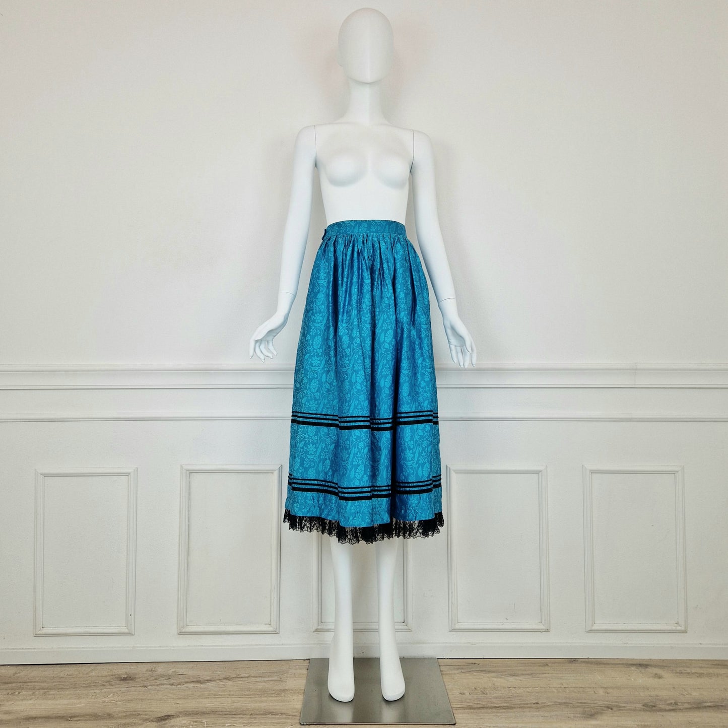 Gonna vintage seta azzurra