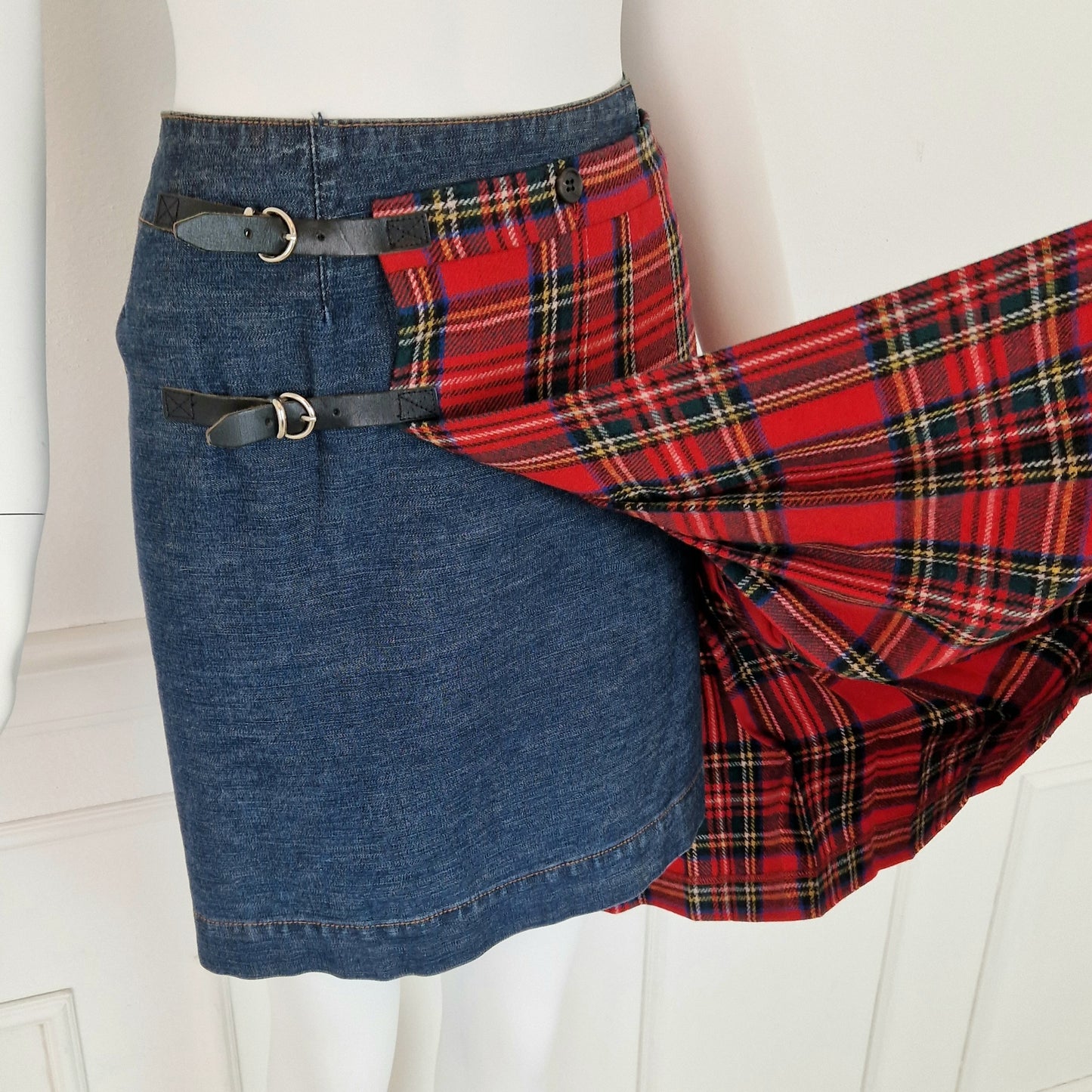 Gonna kilt Marios denim e scozzese