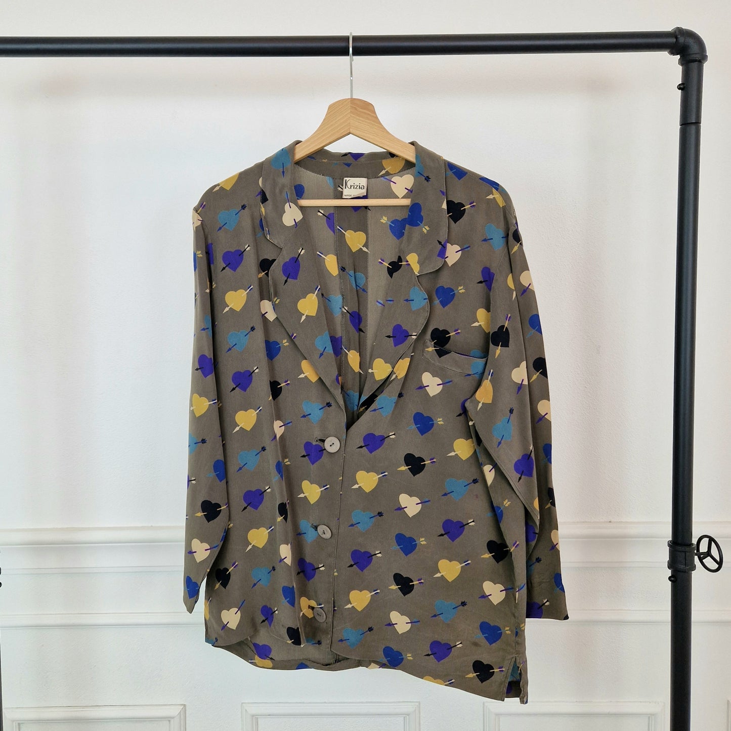Giacca Krizia vintage in seta con cuori