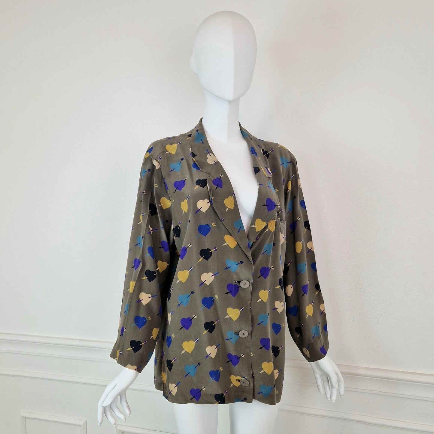 Giacca Krizia vintage in seta con cuori