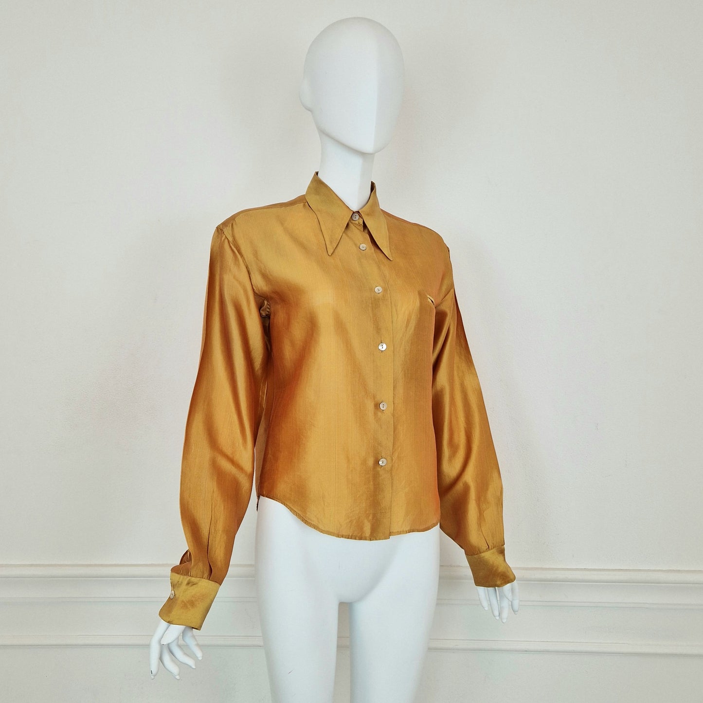 Camicia Romeo Gigli 1990 seta gialla