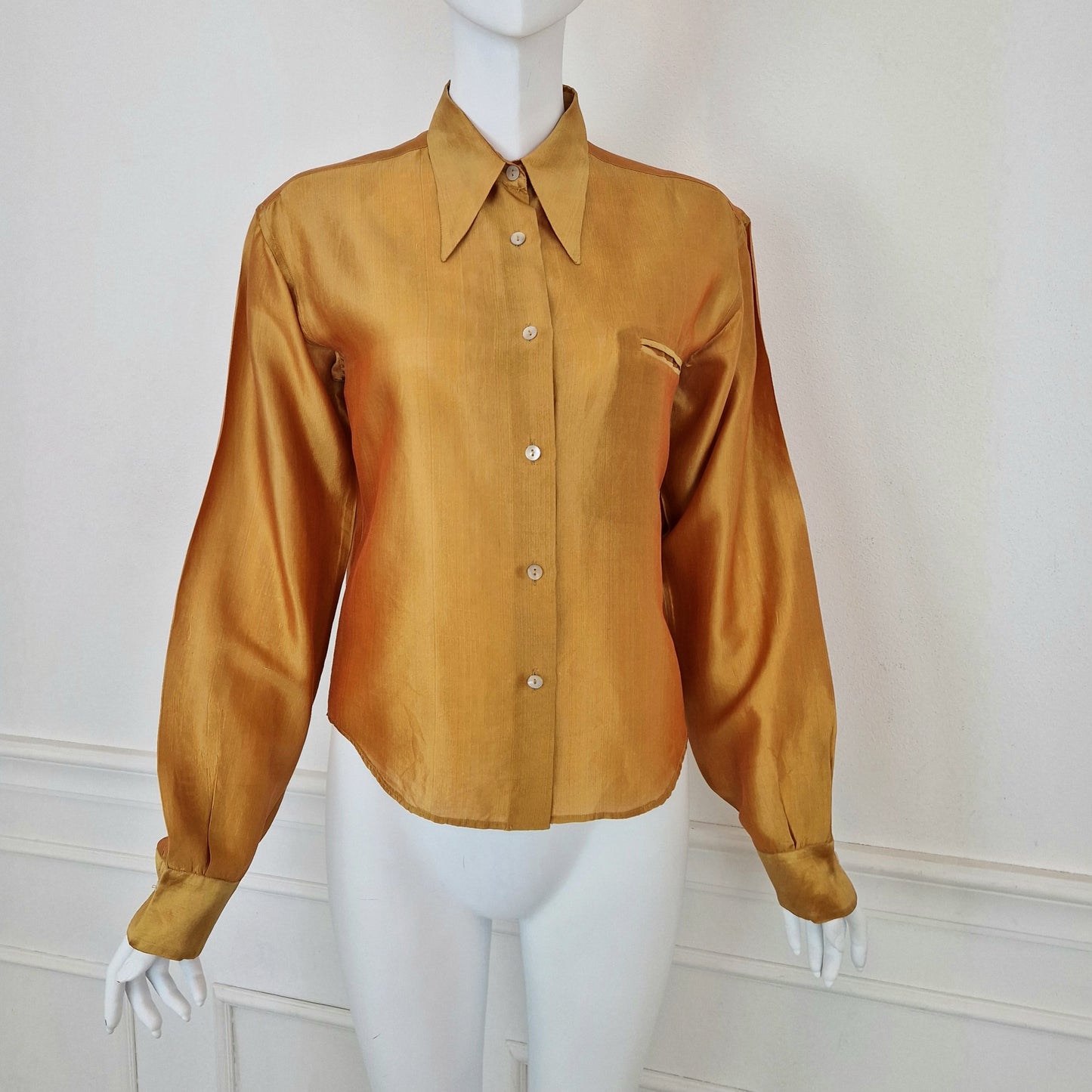 Camicia Romeo Gigli 1990 seta gialla