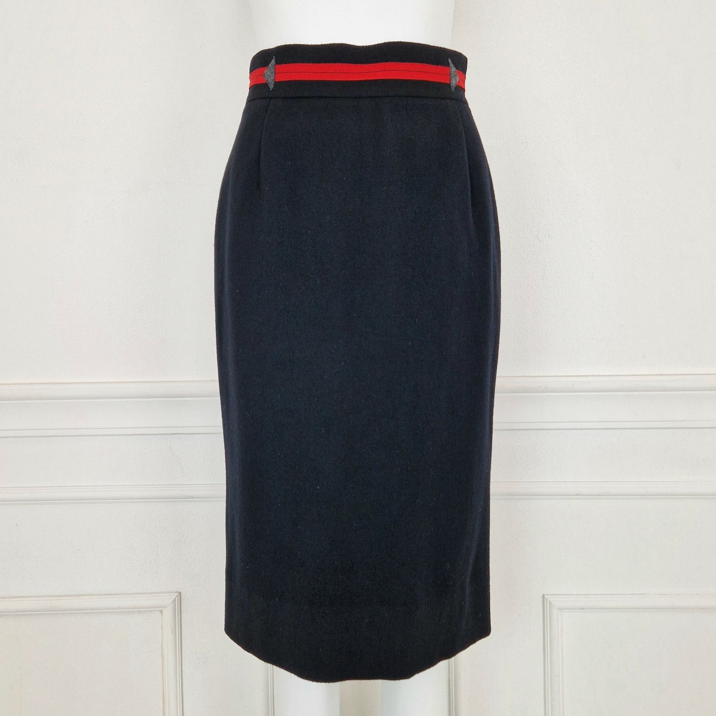 Gonna Prada linea rossa lana nera
