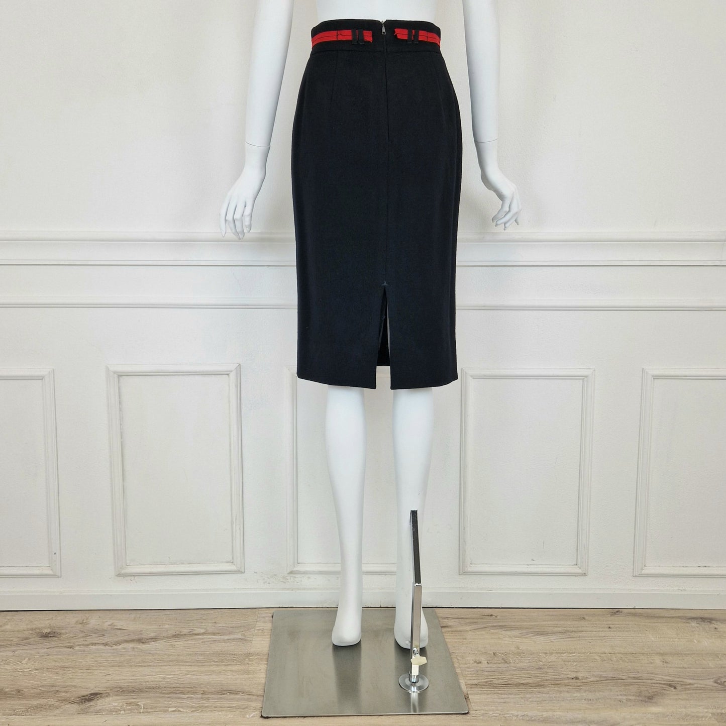 Gonna Prada linea rossa lana nera