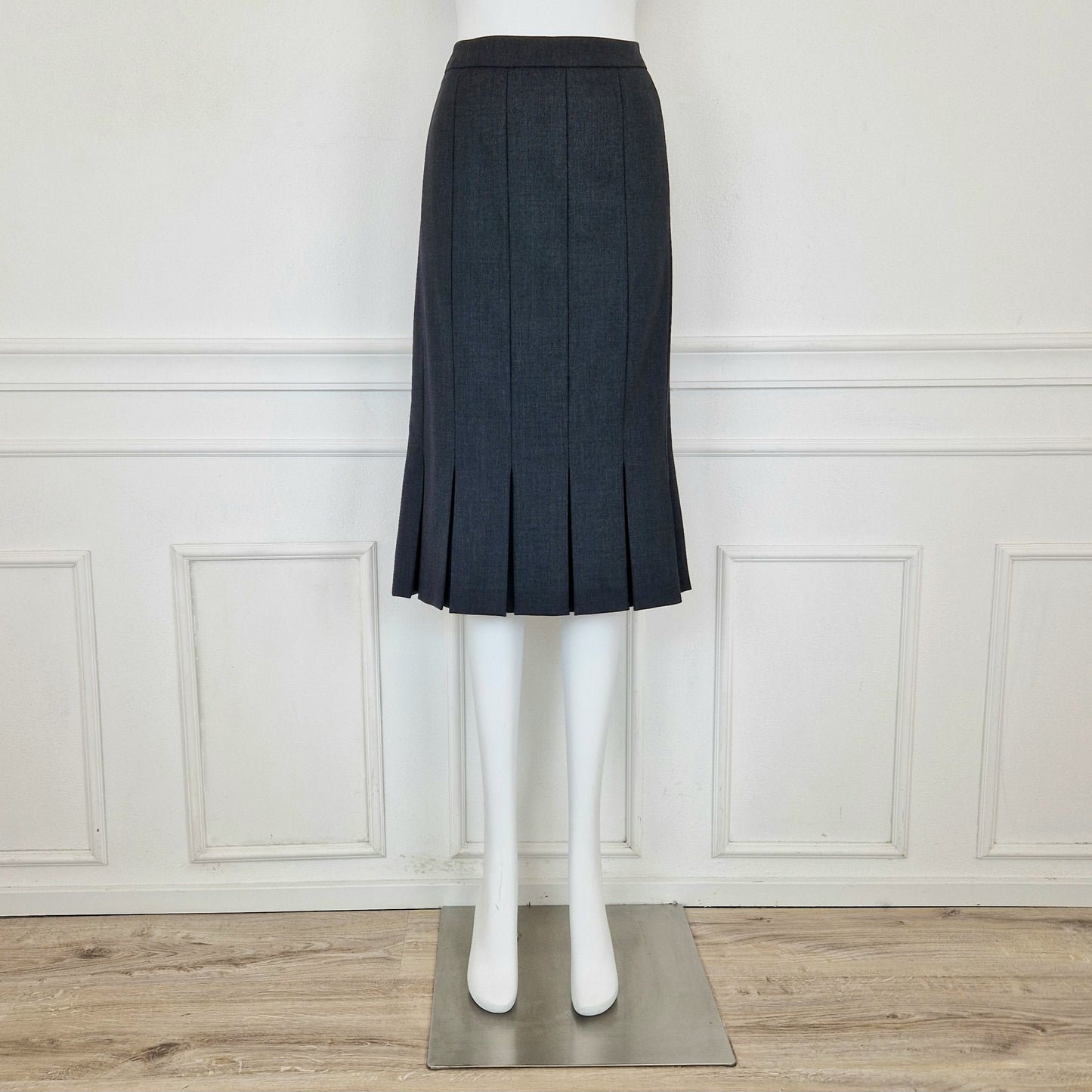 Gonna Max Mara grigia a pieghe