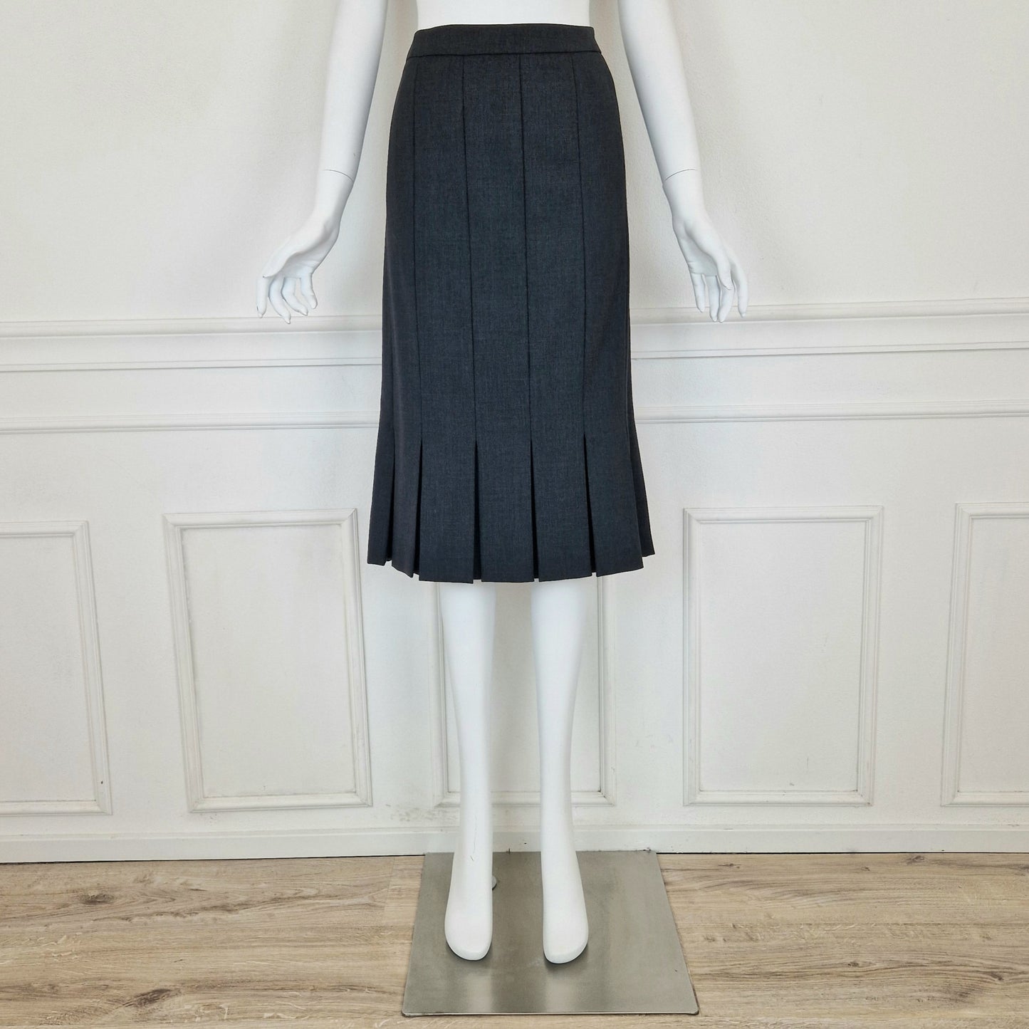 Gonna Max Mara grigia a pieghe
