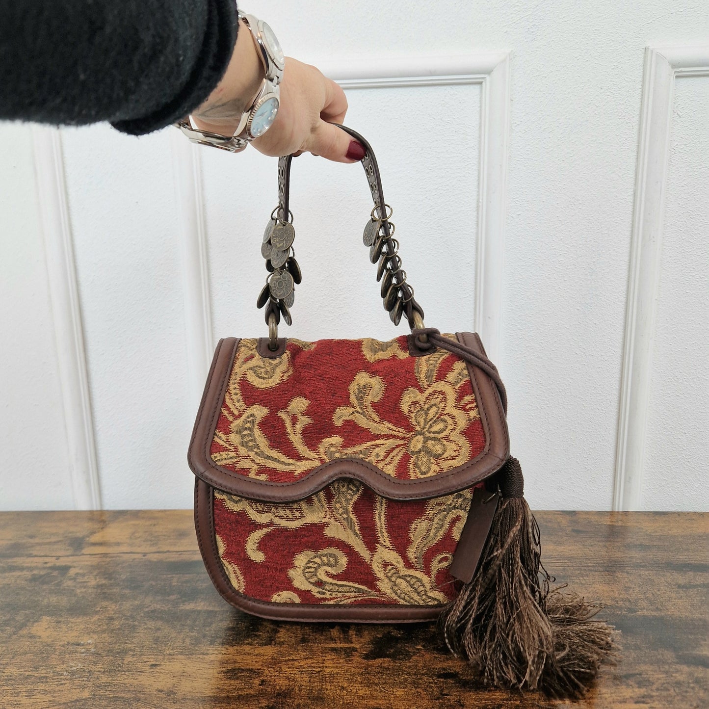 Borsa Romeo Gigli tessuto e nappine