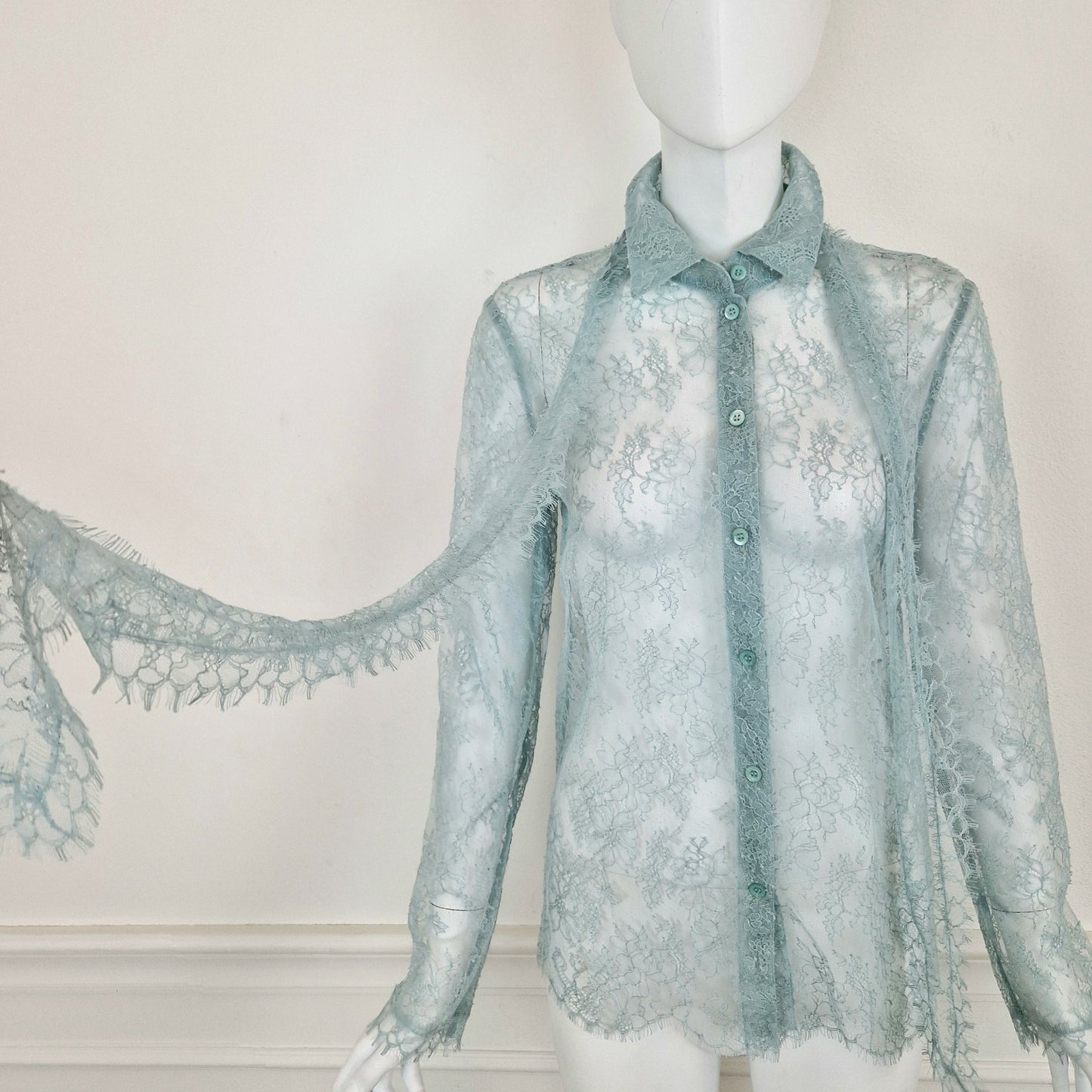 Escada | camicia pizzo azzurro