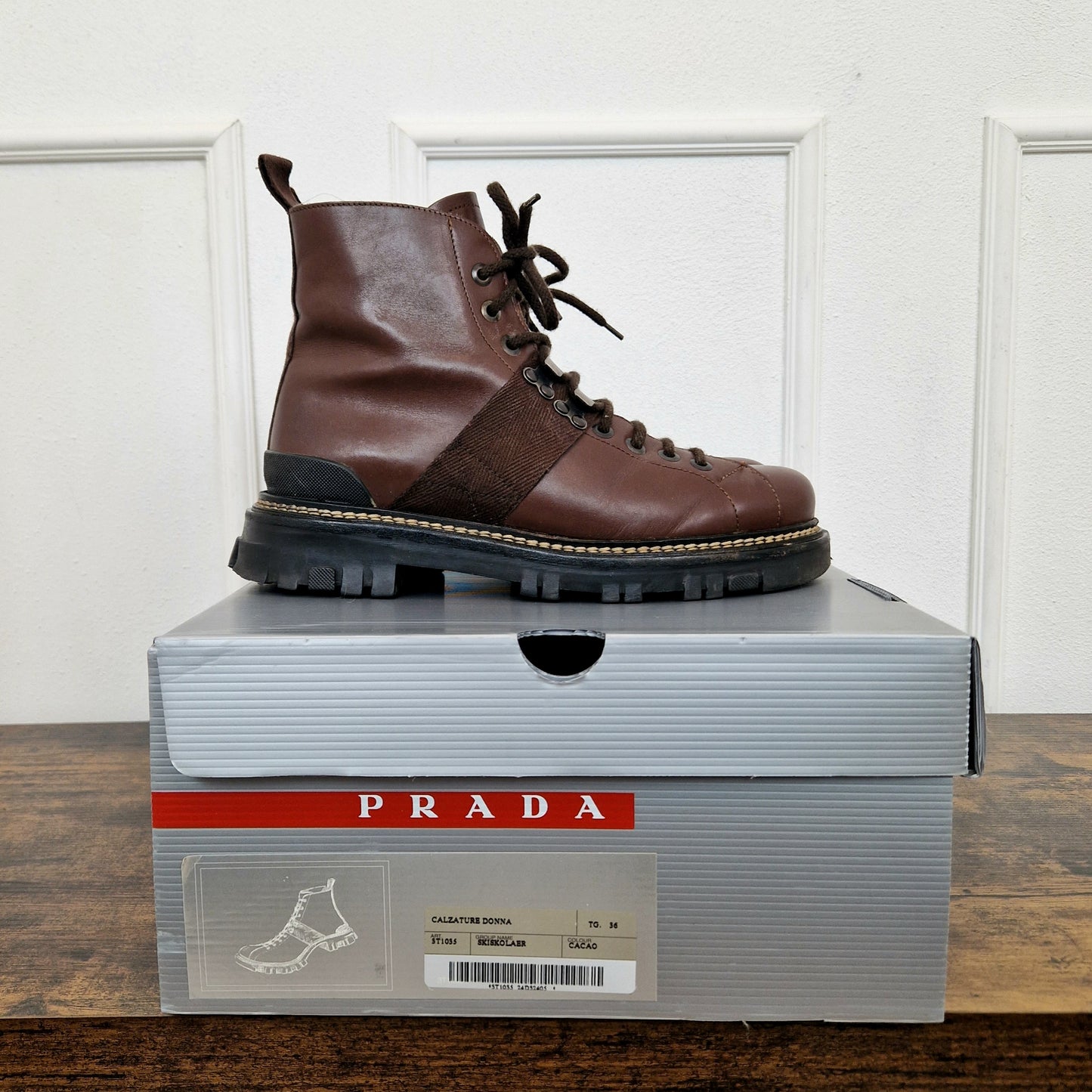 Scarponcini Prada pelle marrone