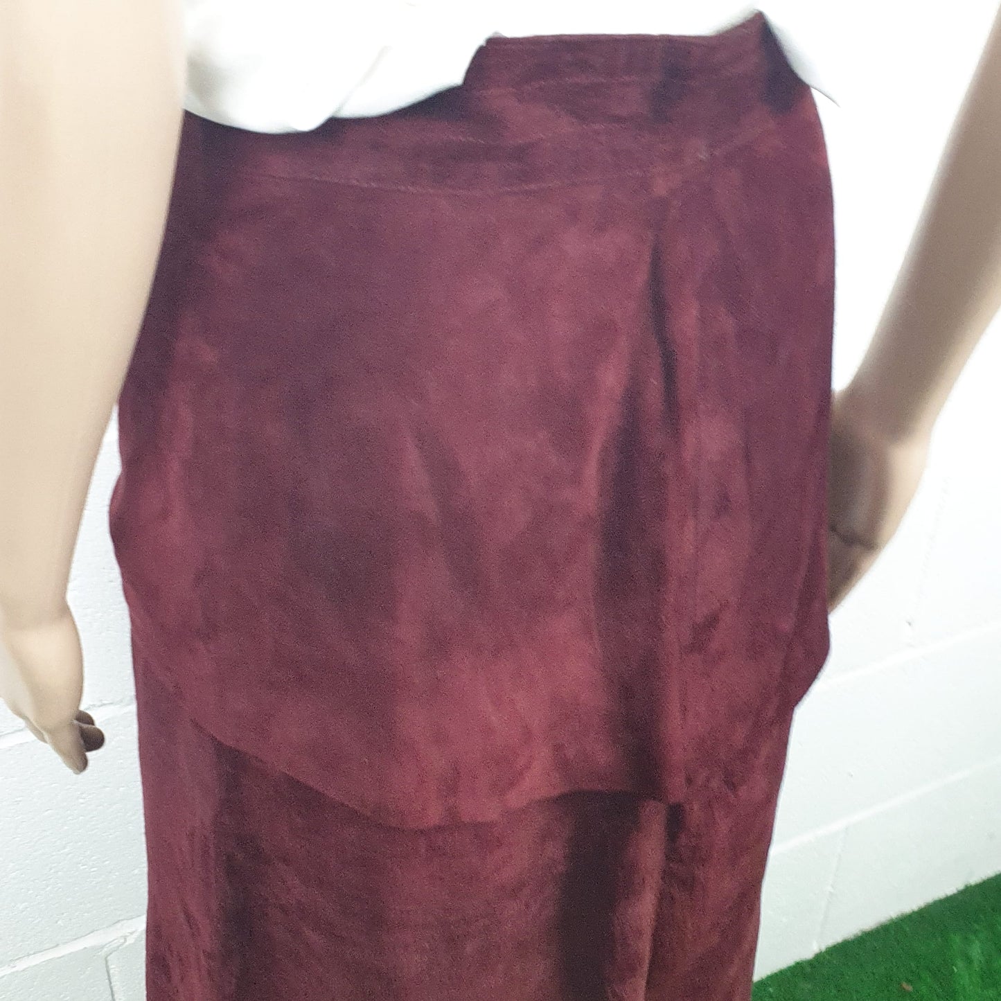 Gonna vintage camoscio bordeaux