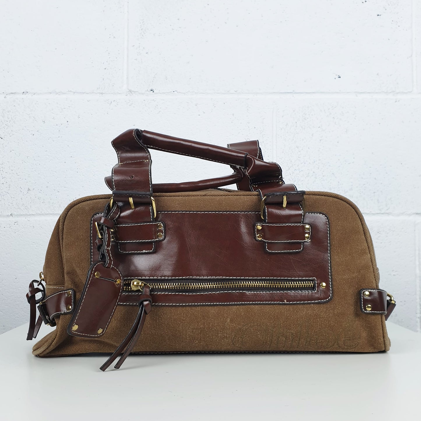 Borsa Chloè pelle e tessuto marrone