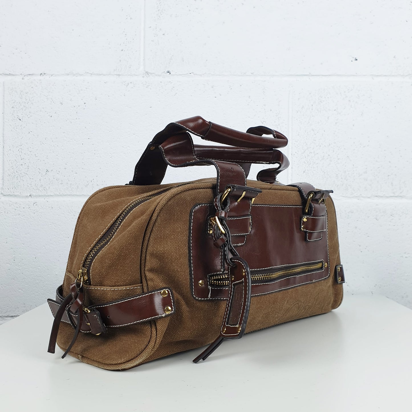 Borsa Chloè pelle e tessuto marrone