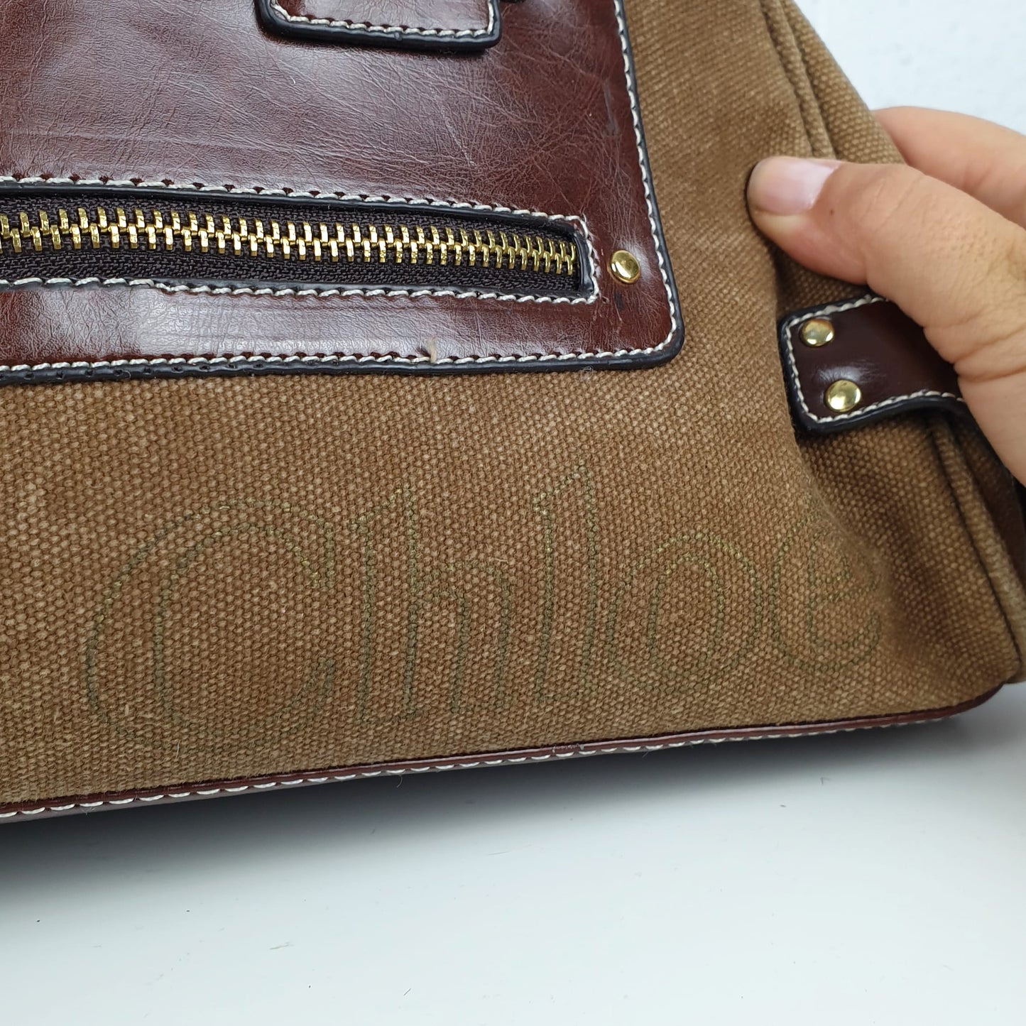 Borsa Chloè pelle e tessuto marrone
