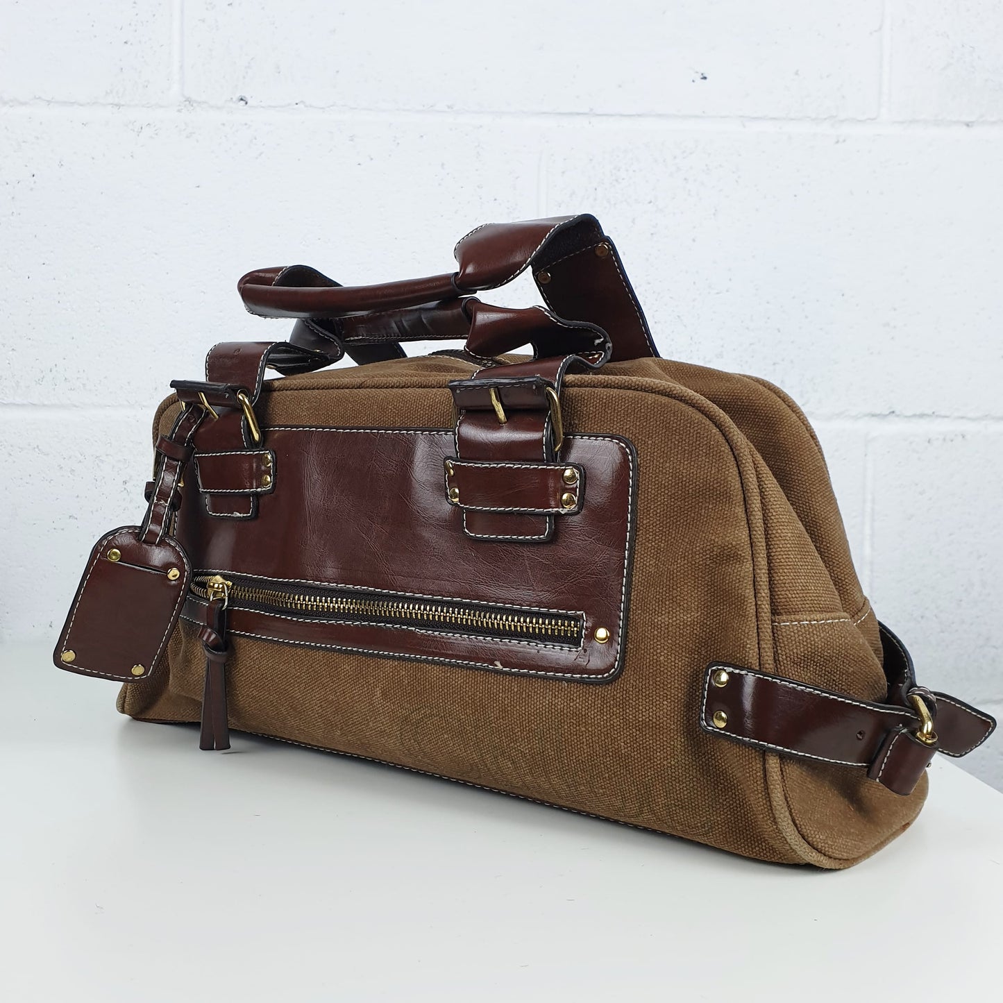Borsa Chloè pelle e tessuto marrone