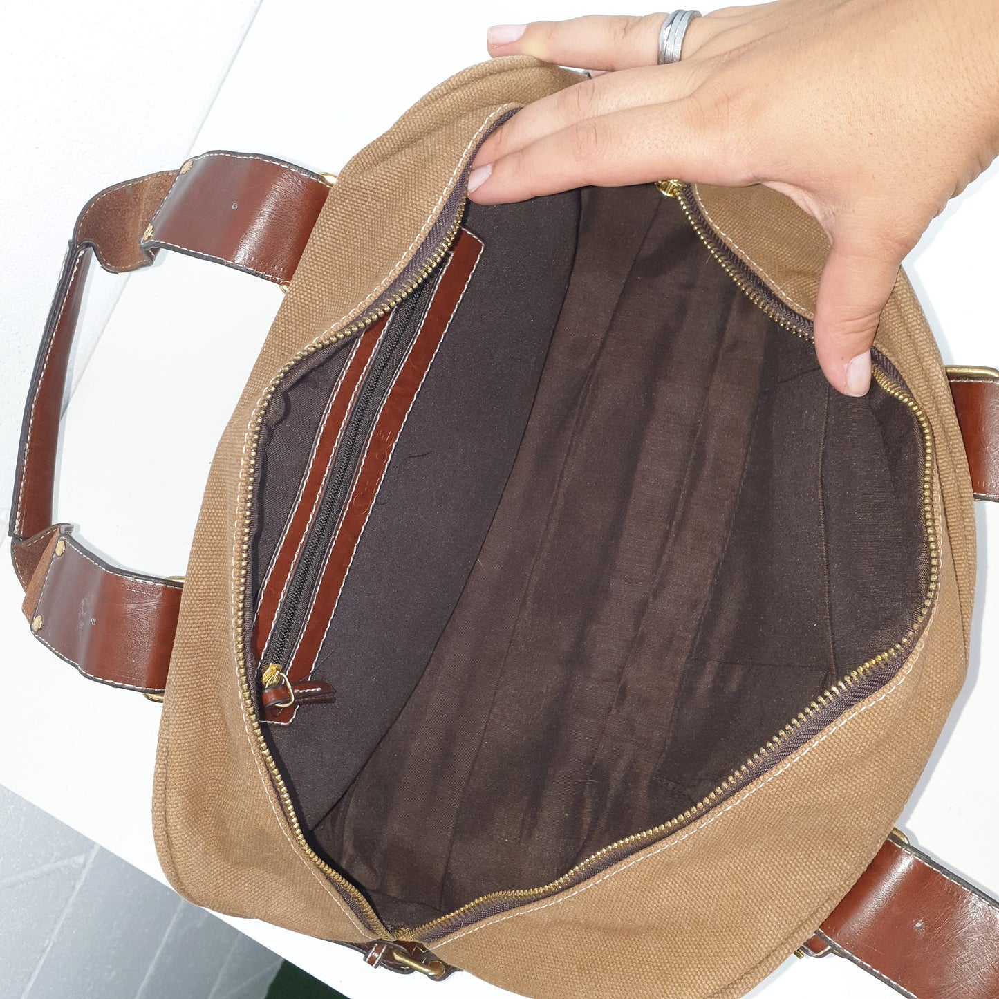 Borsa Chloè pelle e tessuto marrone