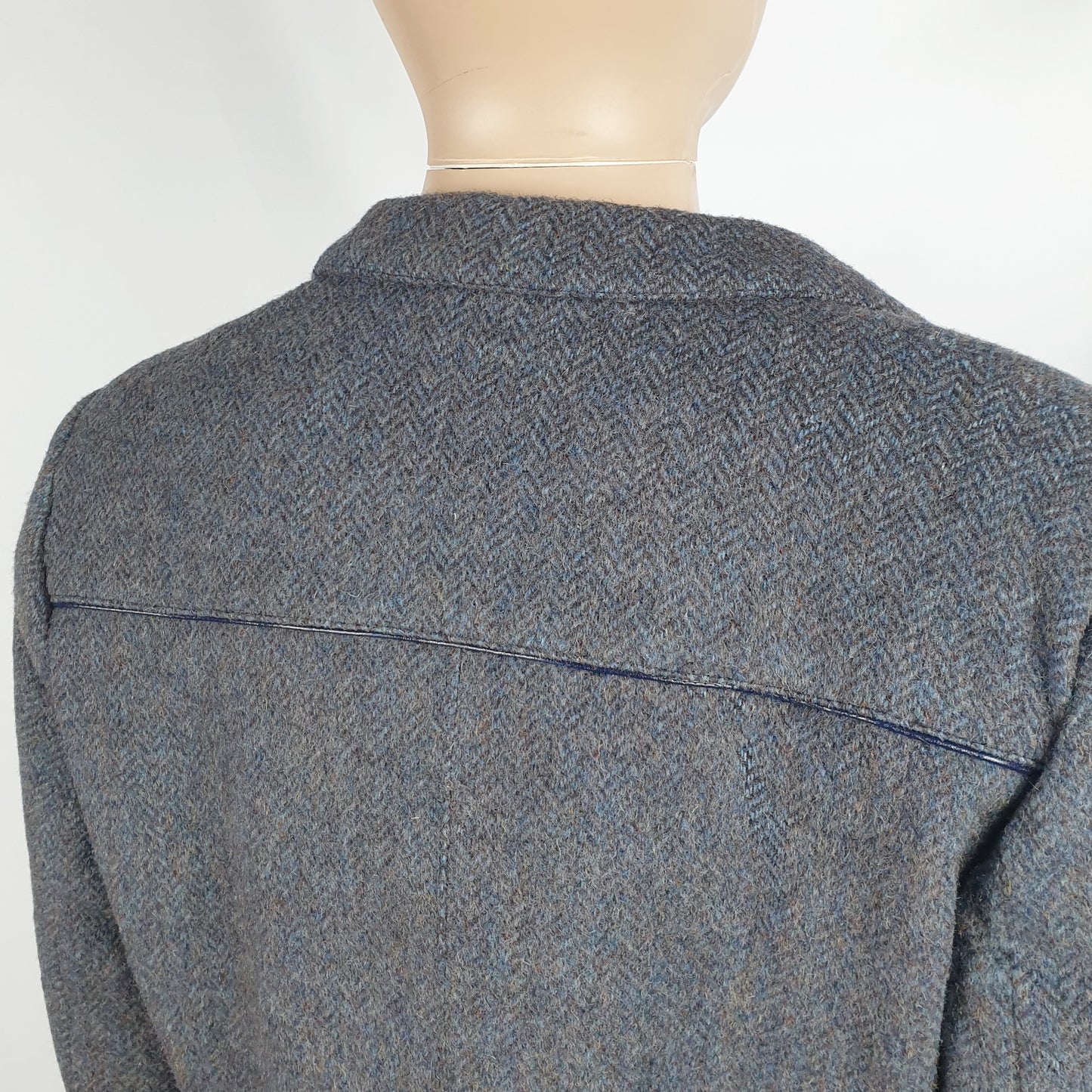 Blazer vintage spinato grigio azzurro