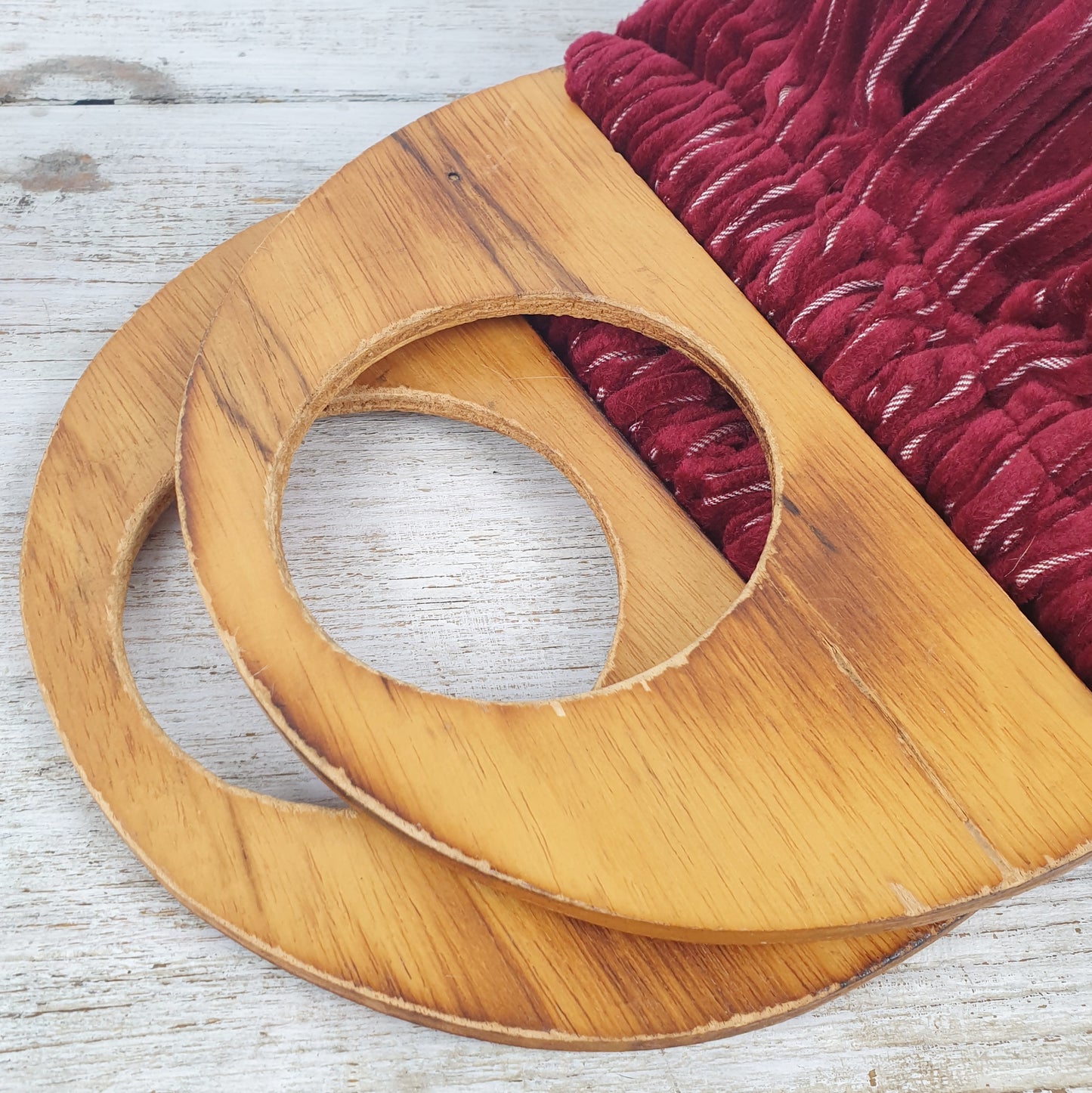 borsa vintage in velluto e legno