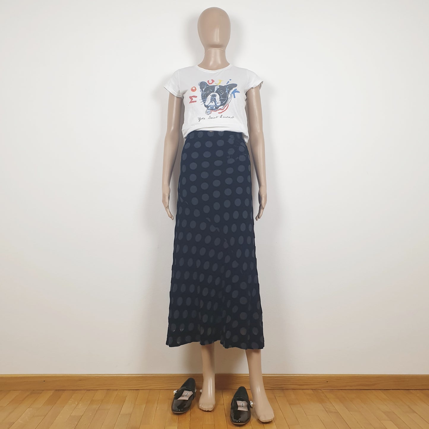 Gonna Comme des Garcons velluto liscio e pois