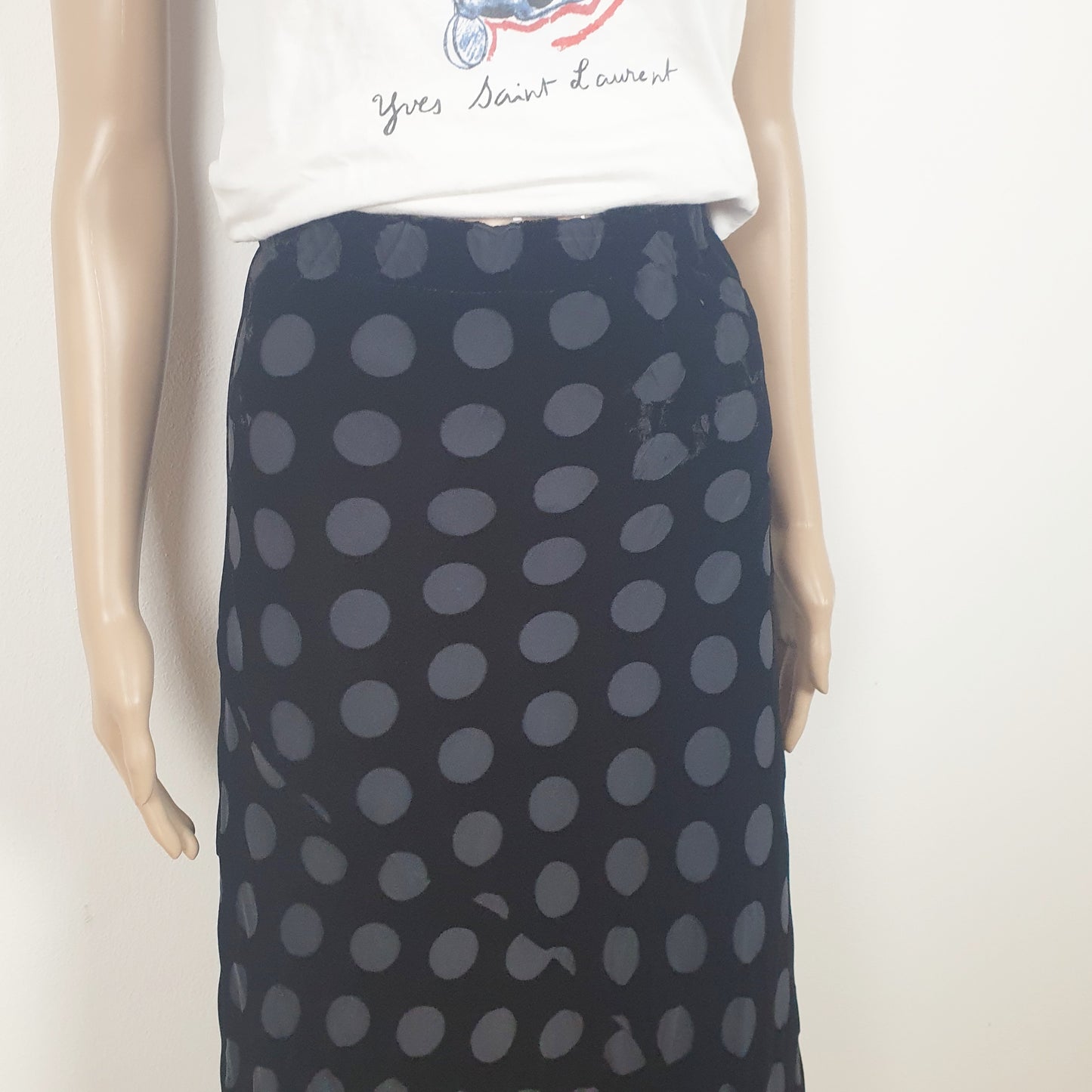 Gonna Comme des Garcons velluto liscio e pois