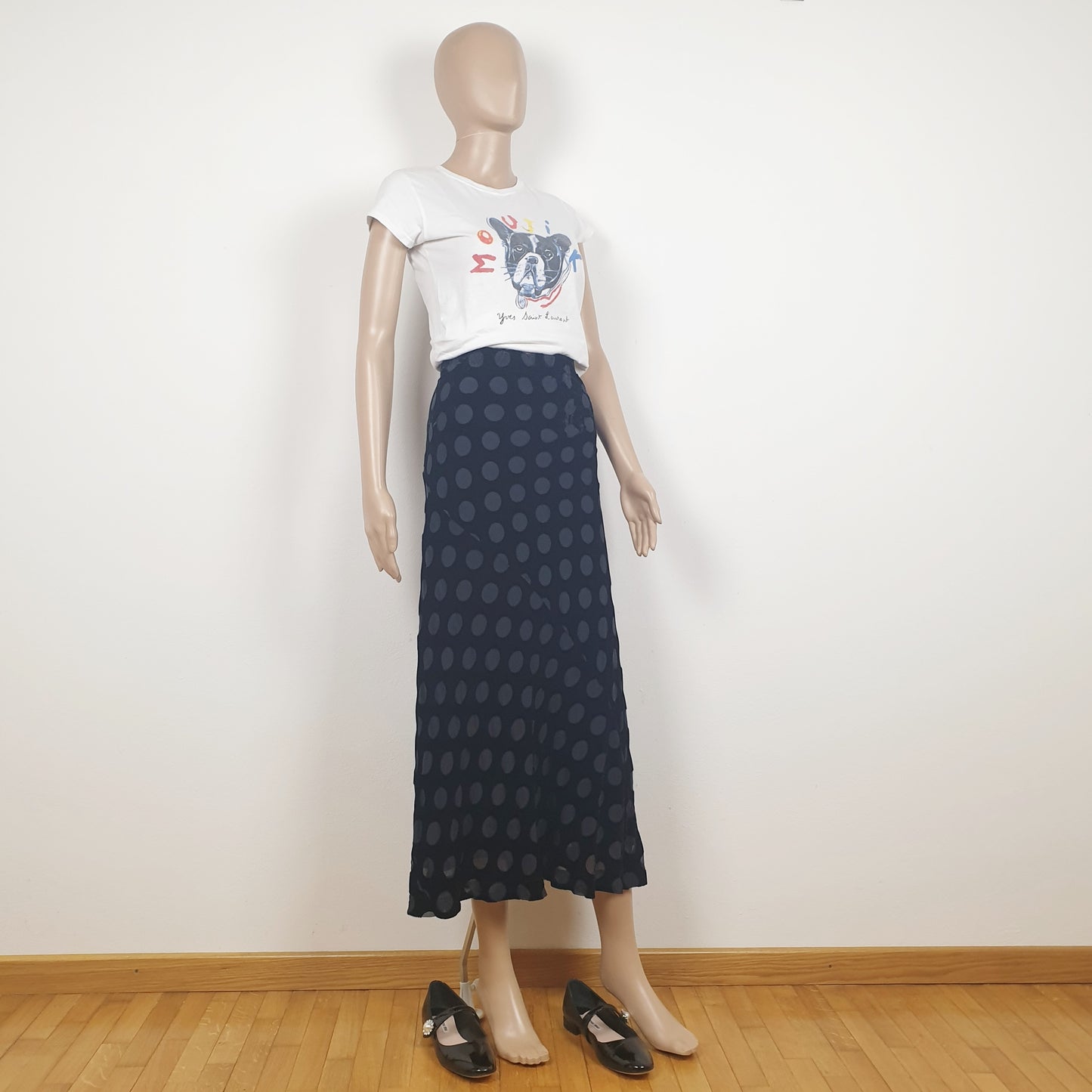 Gonna Comme des Garcons velluto liscio e pois