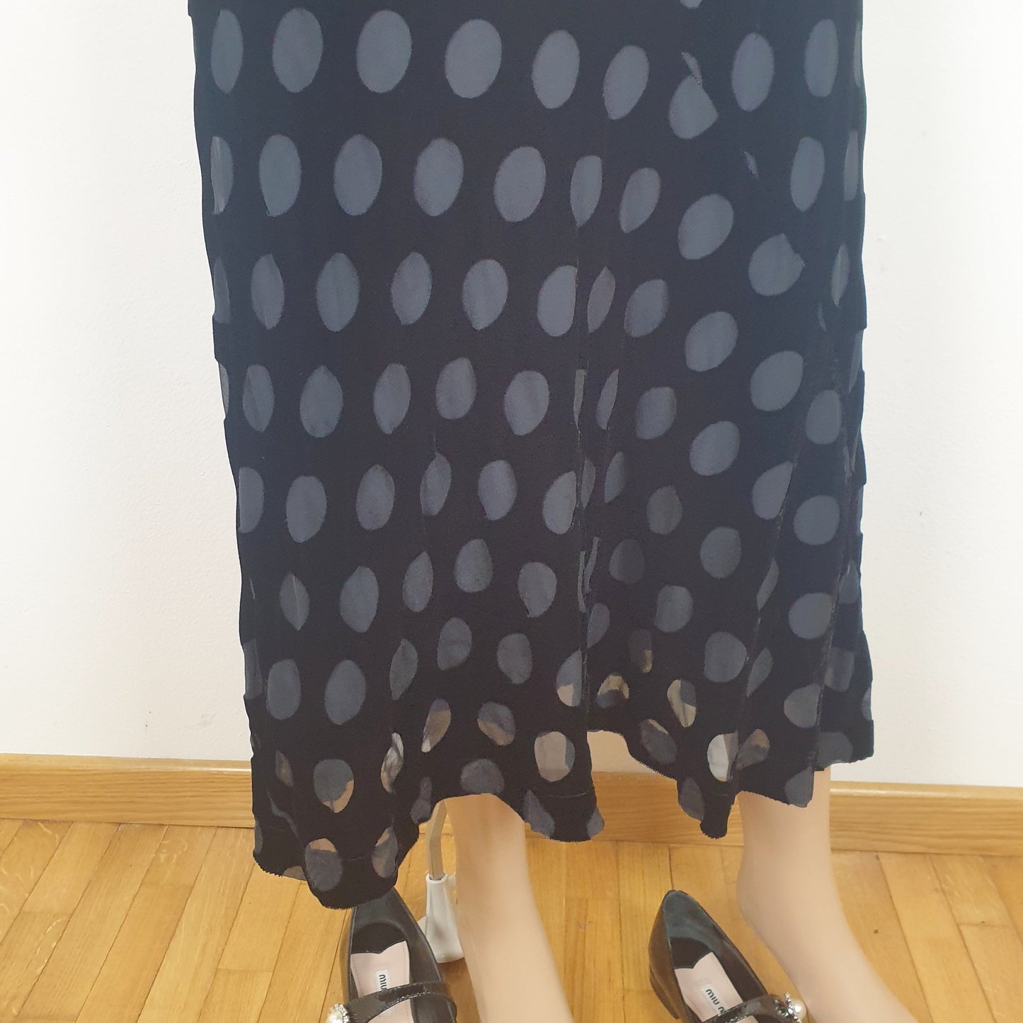 Gonna Comme des Garcons velluto liscio e pois
