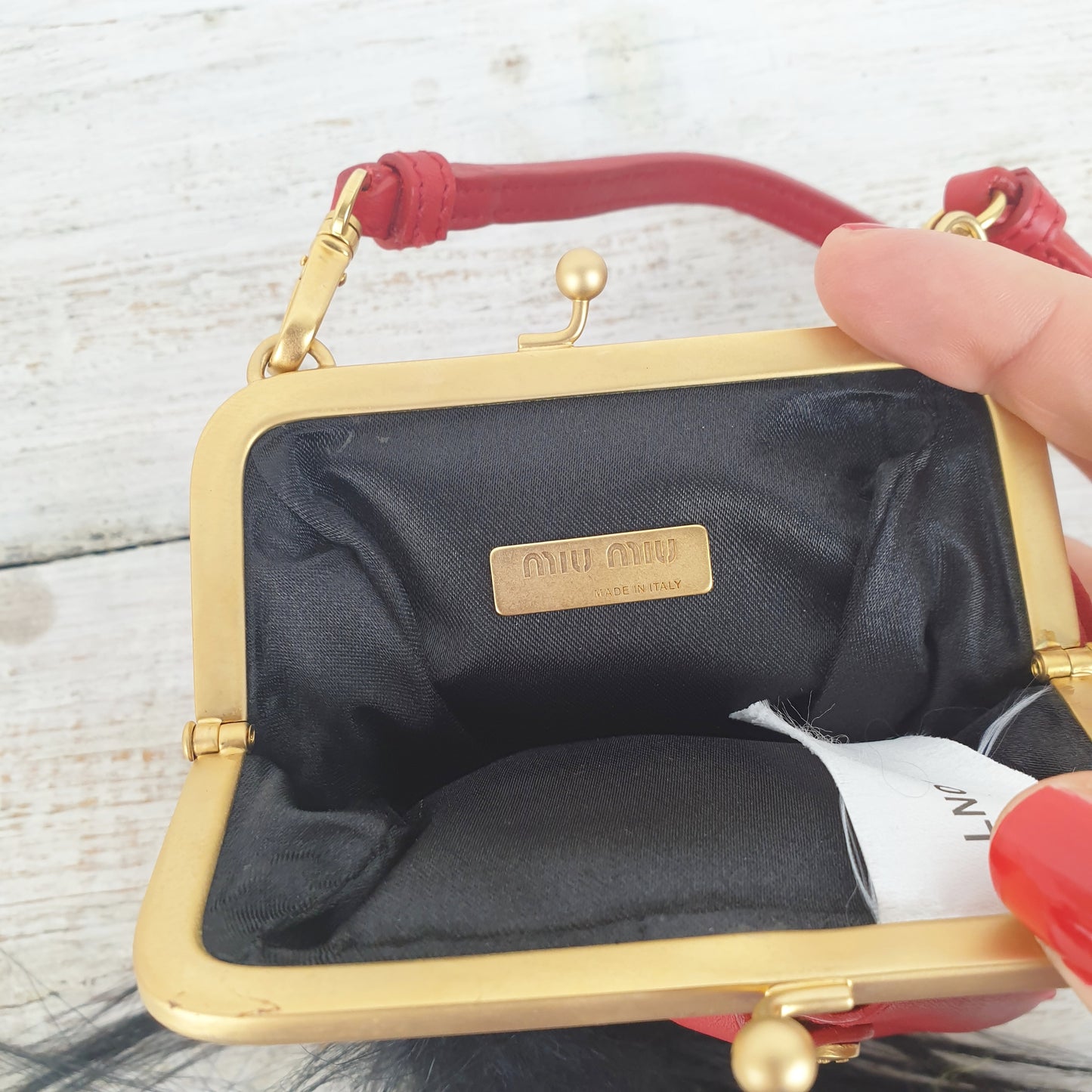 Micro bag Miu Miu rossa in raso e pelle