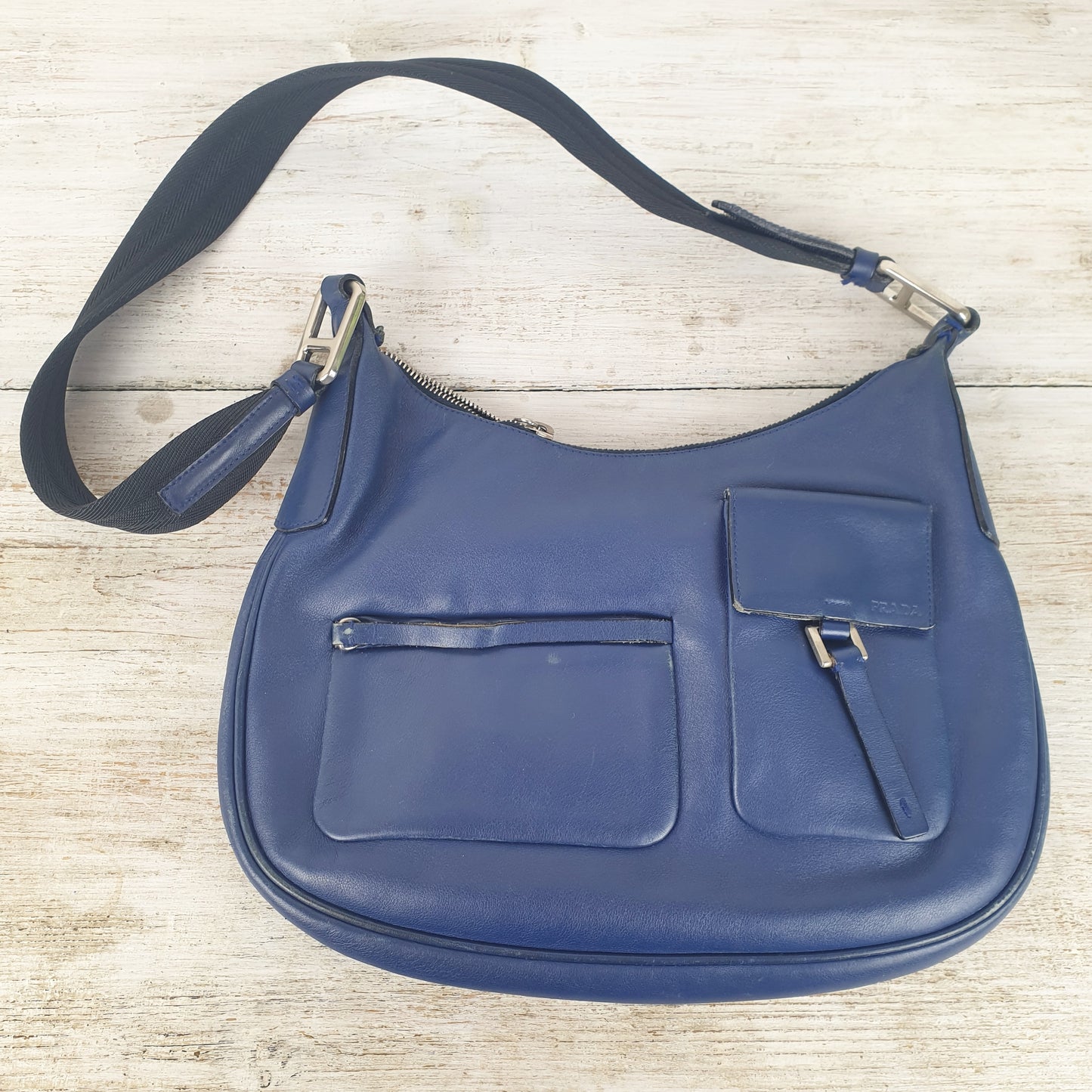 Borsa vintage Prada pelle blu
