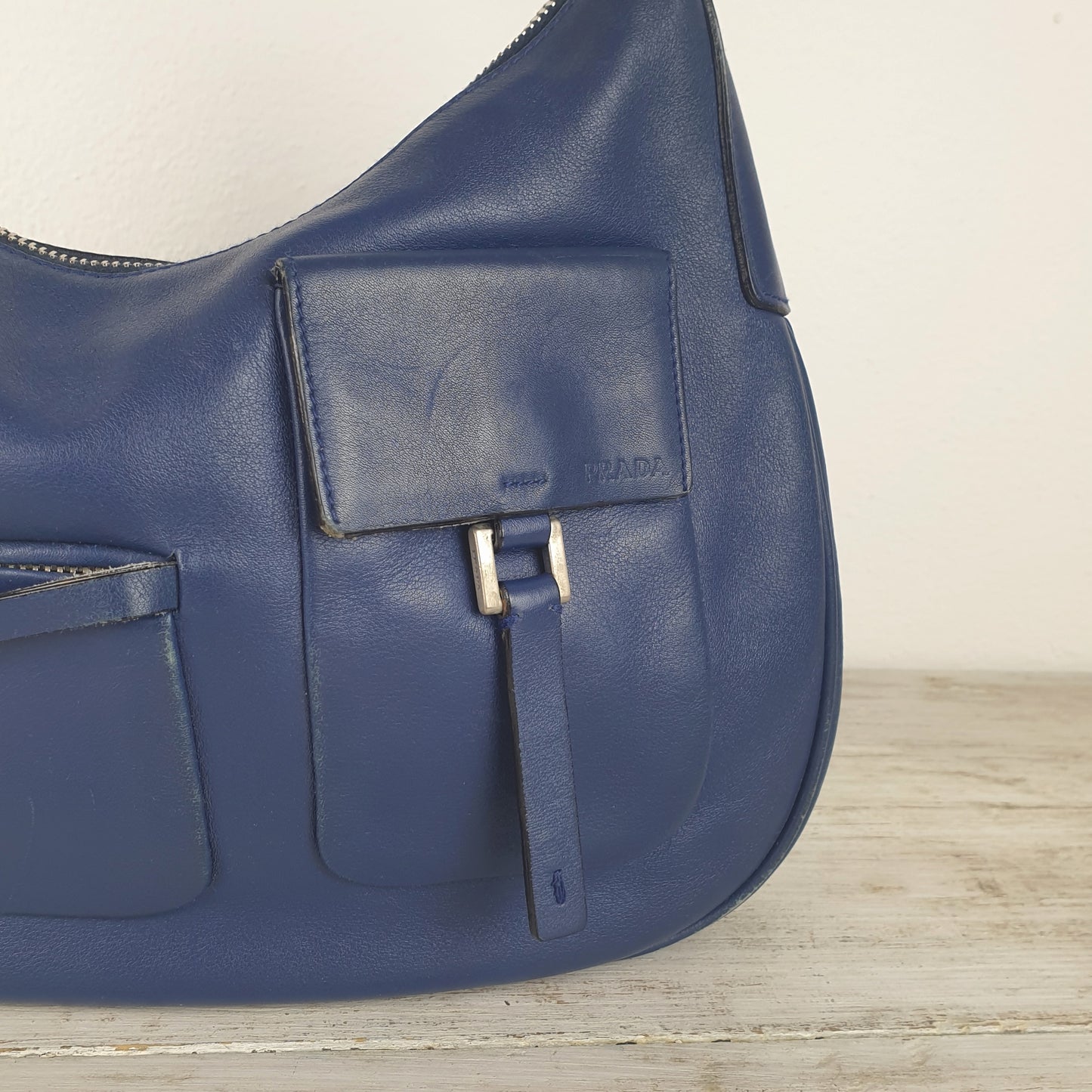 Borsa vintage Prada pelle blu