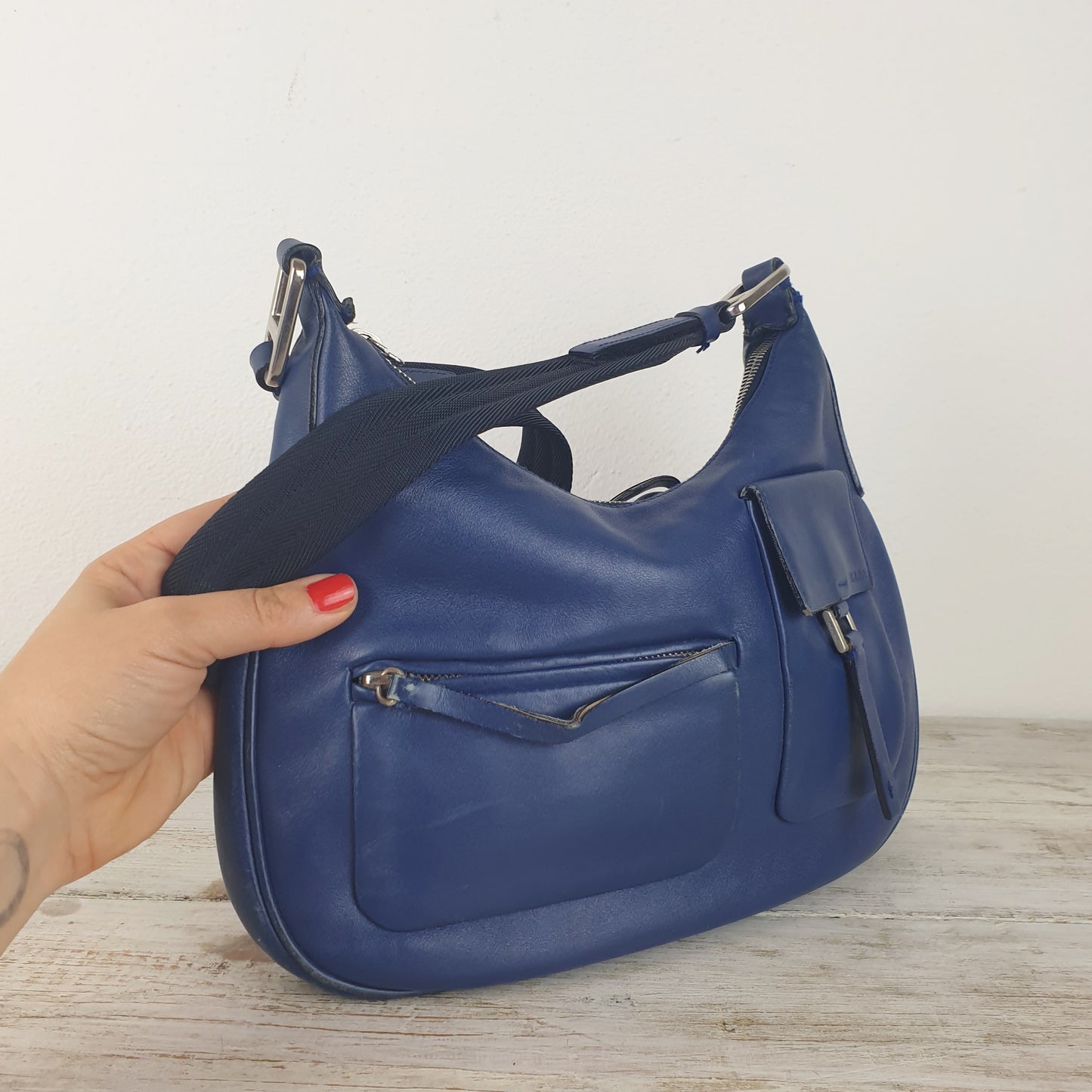 Borsa vintage Prada pelle blu