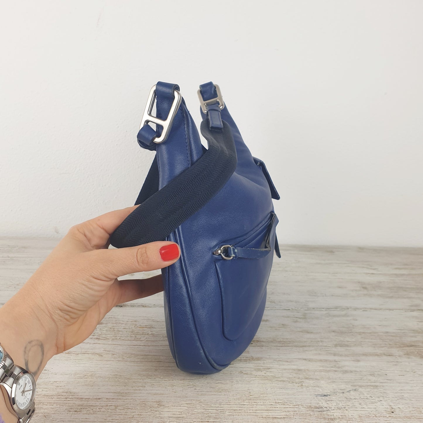 Borsa vintage Prada pelle blu