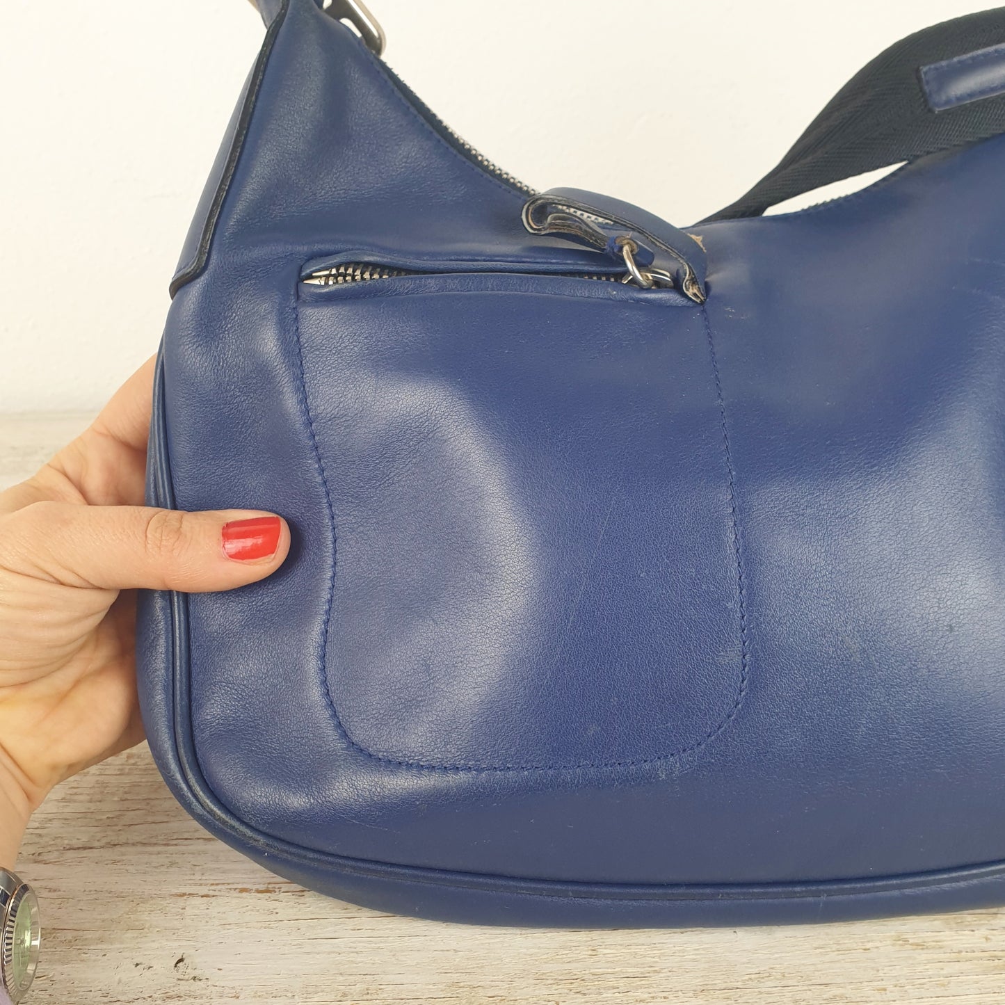 Borsa vintage Prada pelle blu