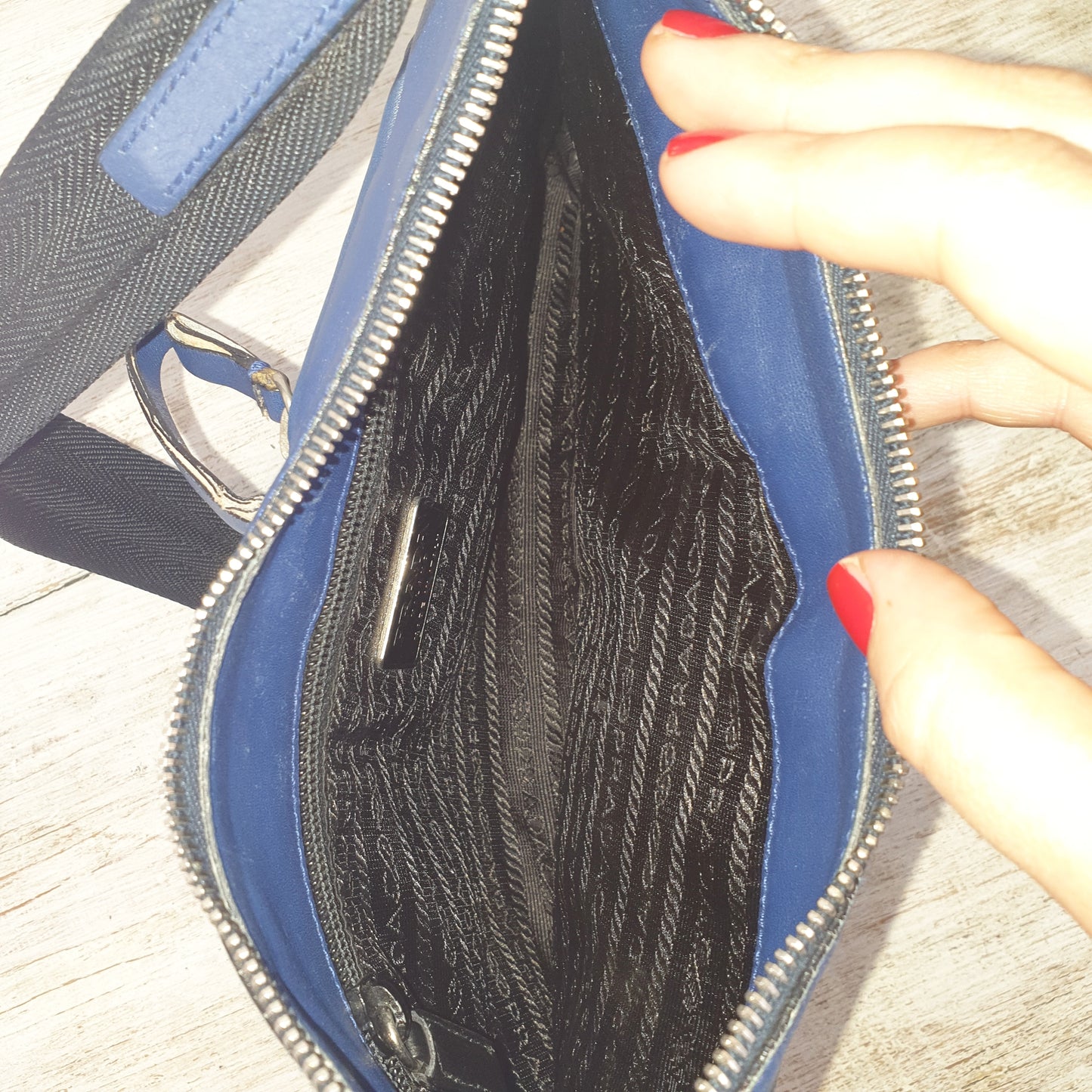 Borsa vintage Prada pelle blu