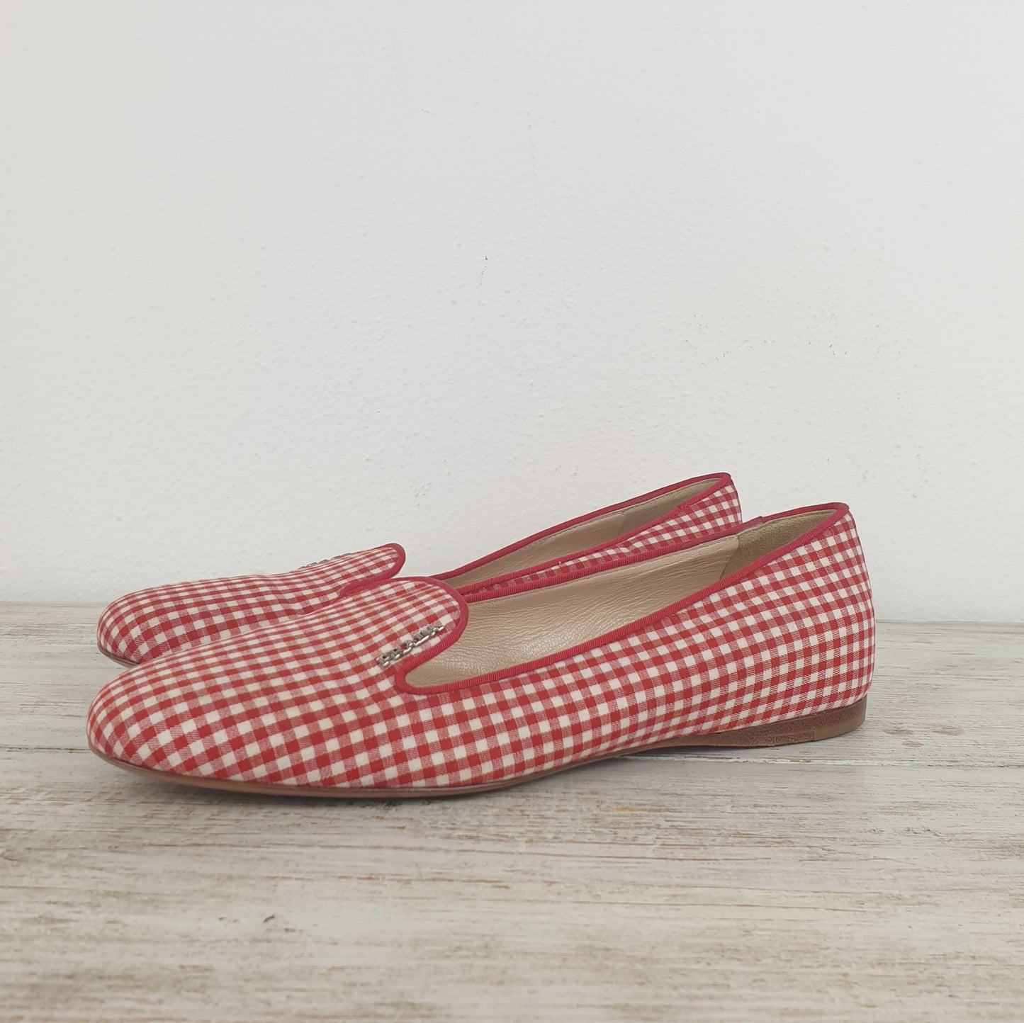 Slippers Prada vichy bianco rosso