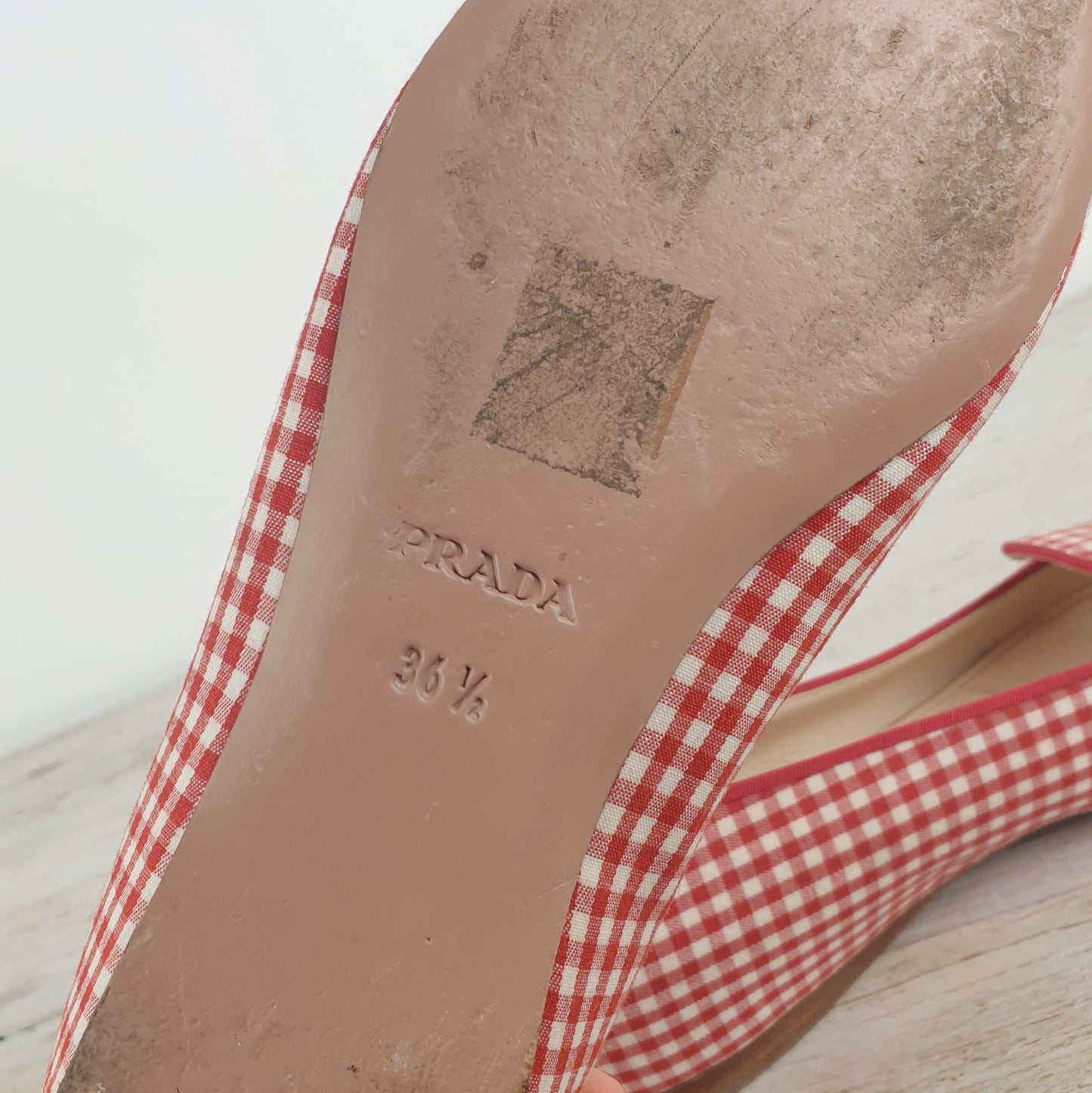 Slippers Prada vichy bianco rosso