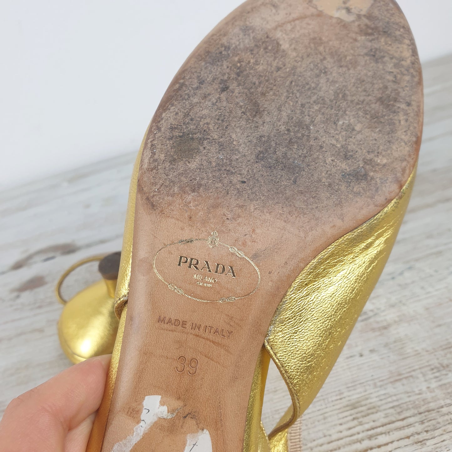 Slingback Prada pelle oro nr.39