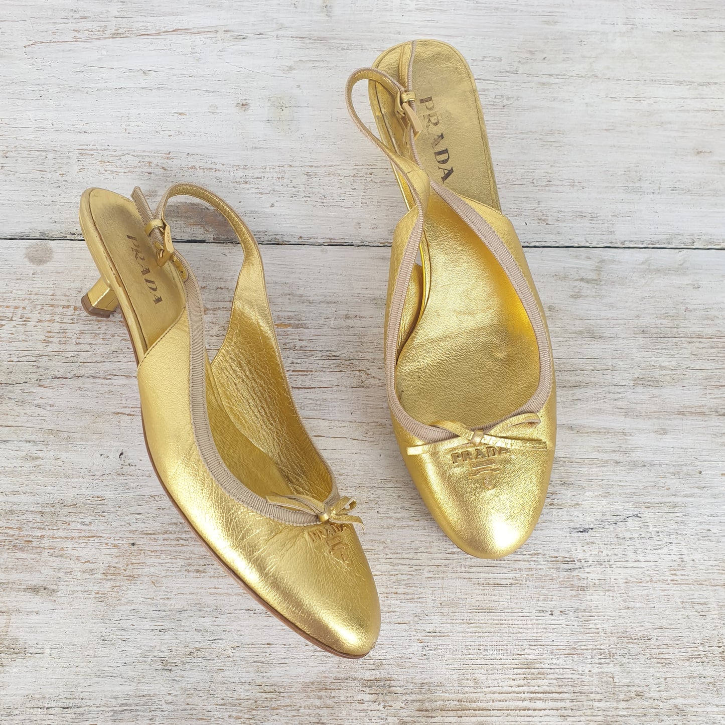 Slingback Prada pelle oro nr.39