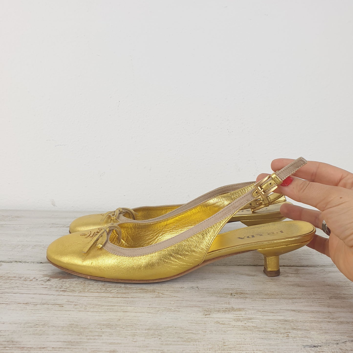 Slingback Prada pelle oro nr.39