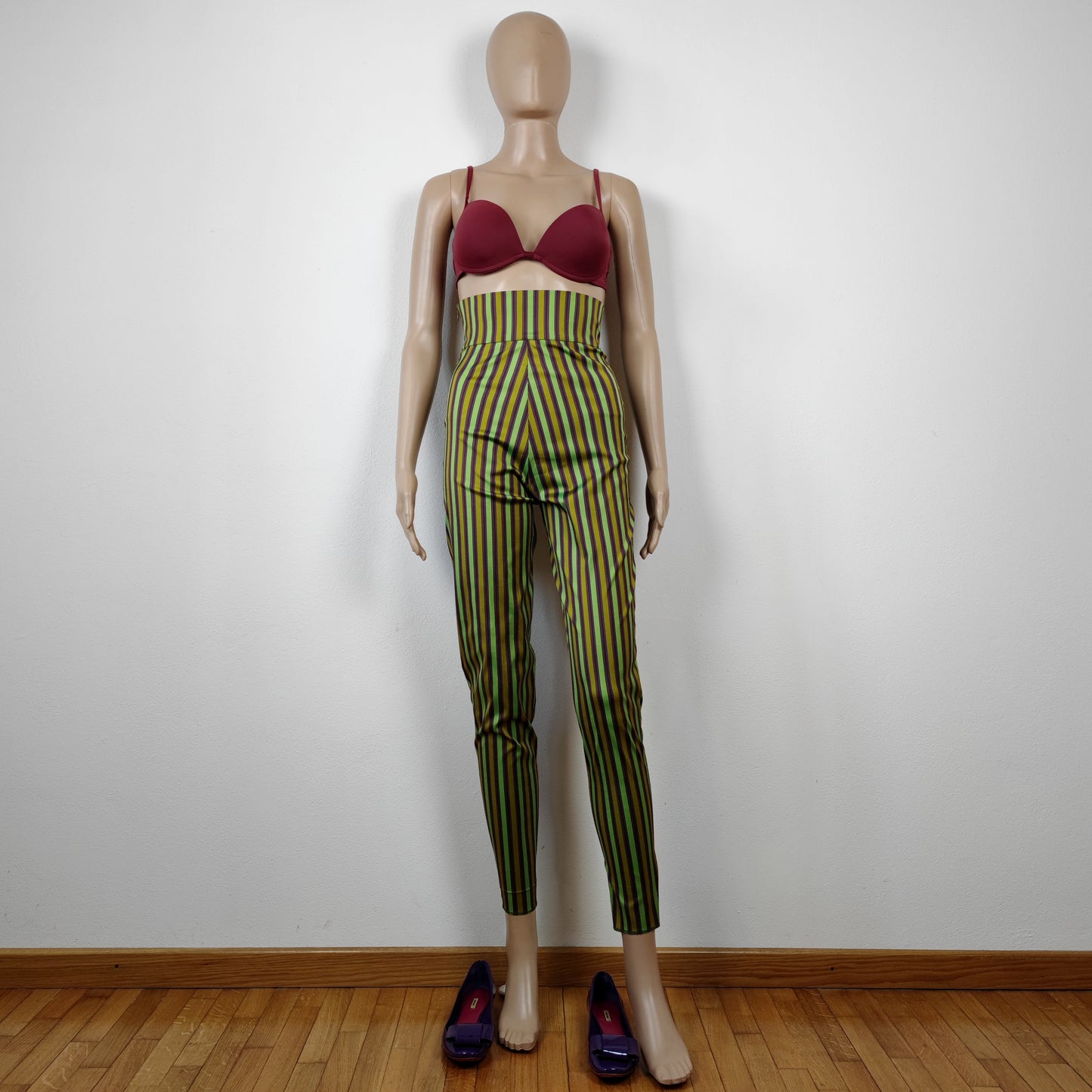 Pantaloni a righe Romeo Gigli vita altissima