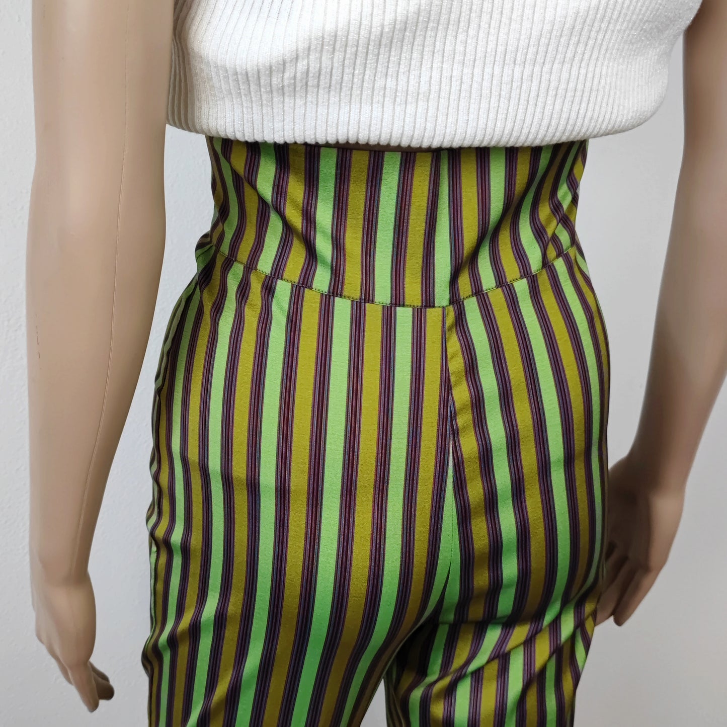 Pantaloni a righe Romeo Gigli vita altissima