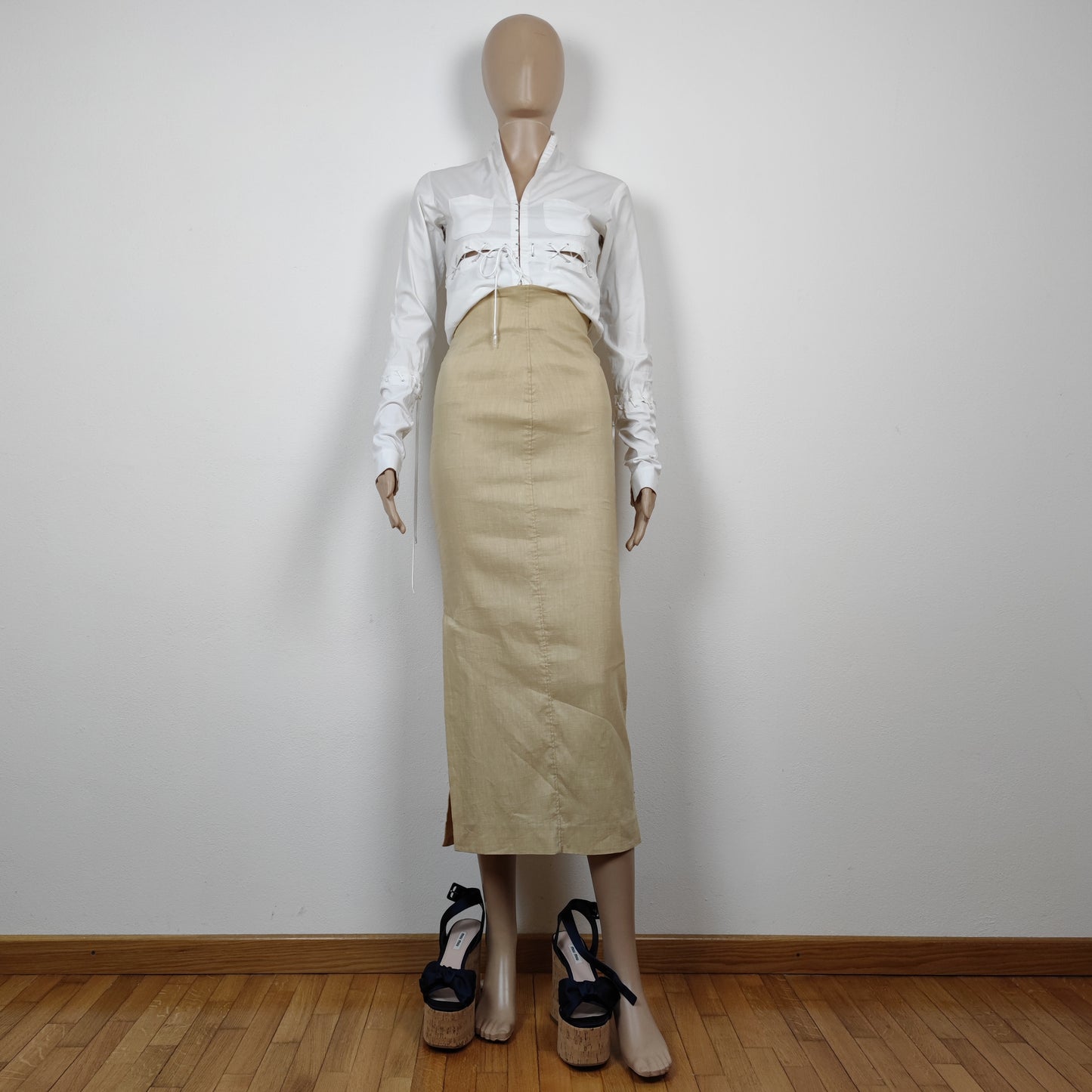 Gonna G Gigli lino beige