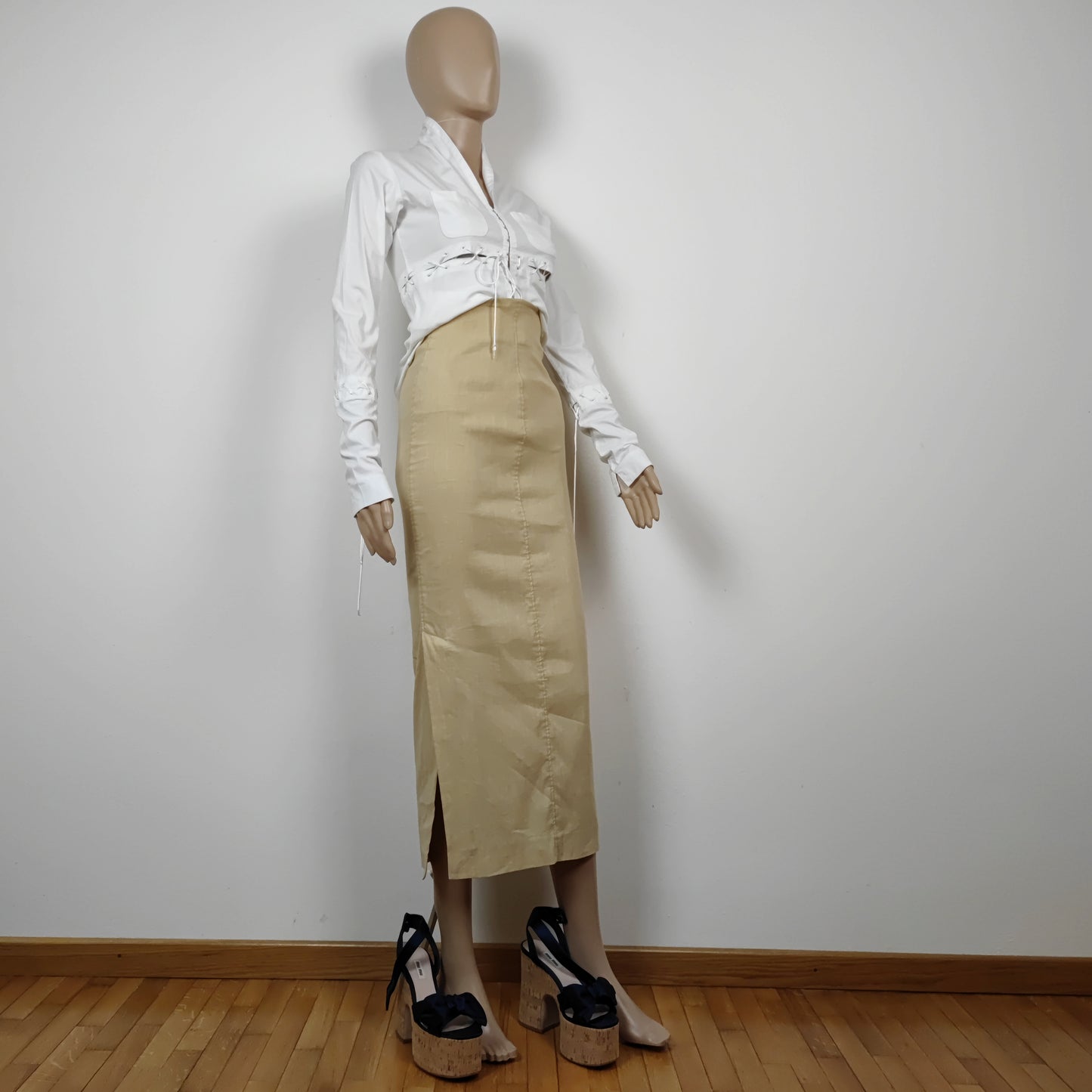 Gonna G Gigli lino beige