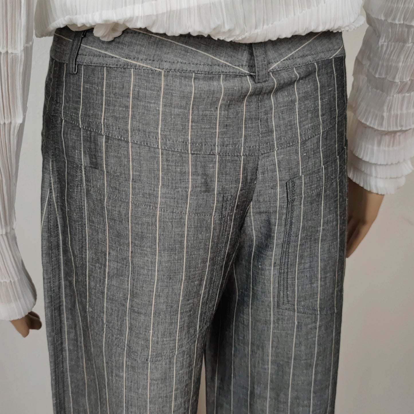 Pantaloni palazzo gessato grigio