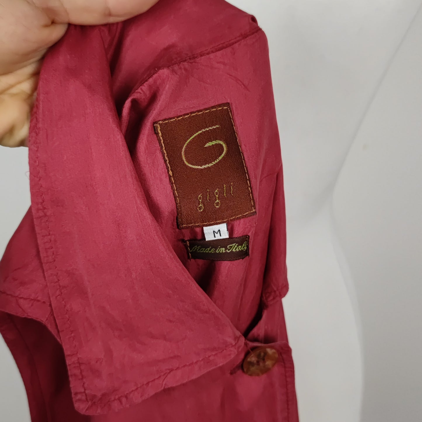 Abito lungo G di Romeo Gigli rosso in seta lavata