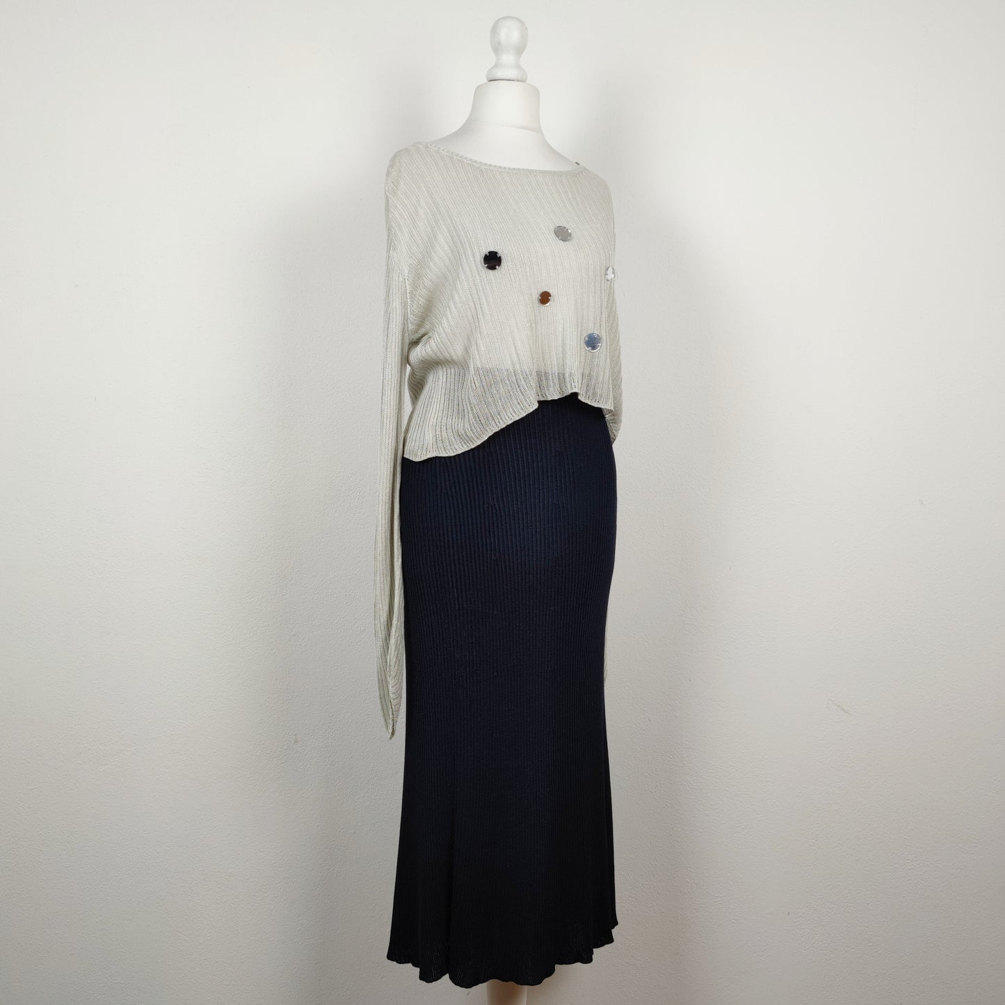 Completo in maglia di seta - top e gonna