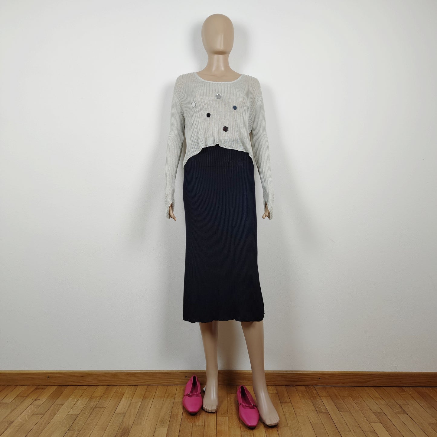 Completo in maglia di seta - top e gonna