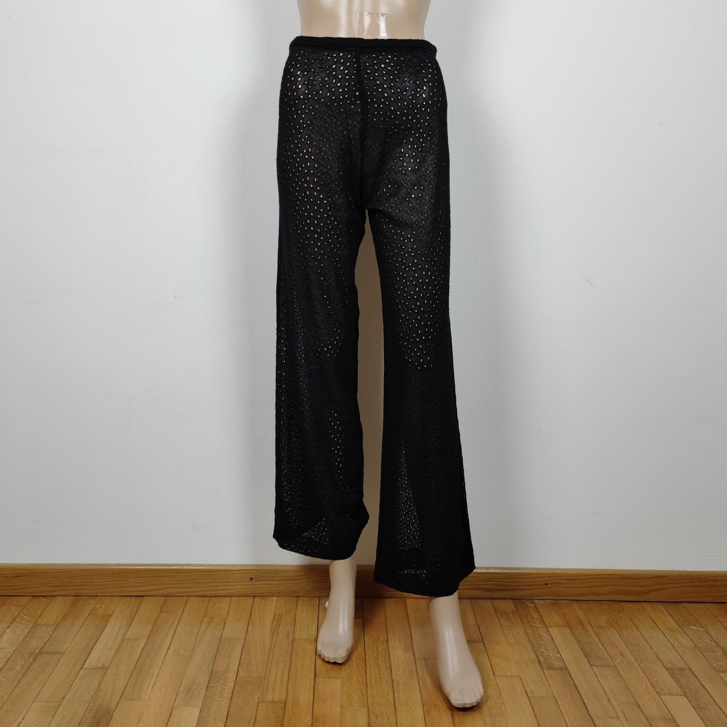 pantaloni neri traforati Romeo Gigli