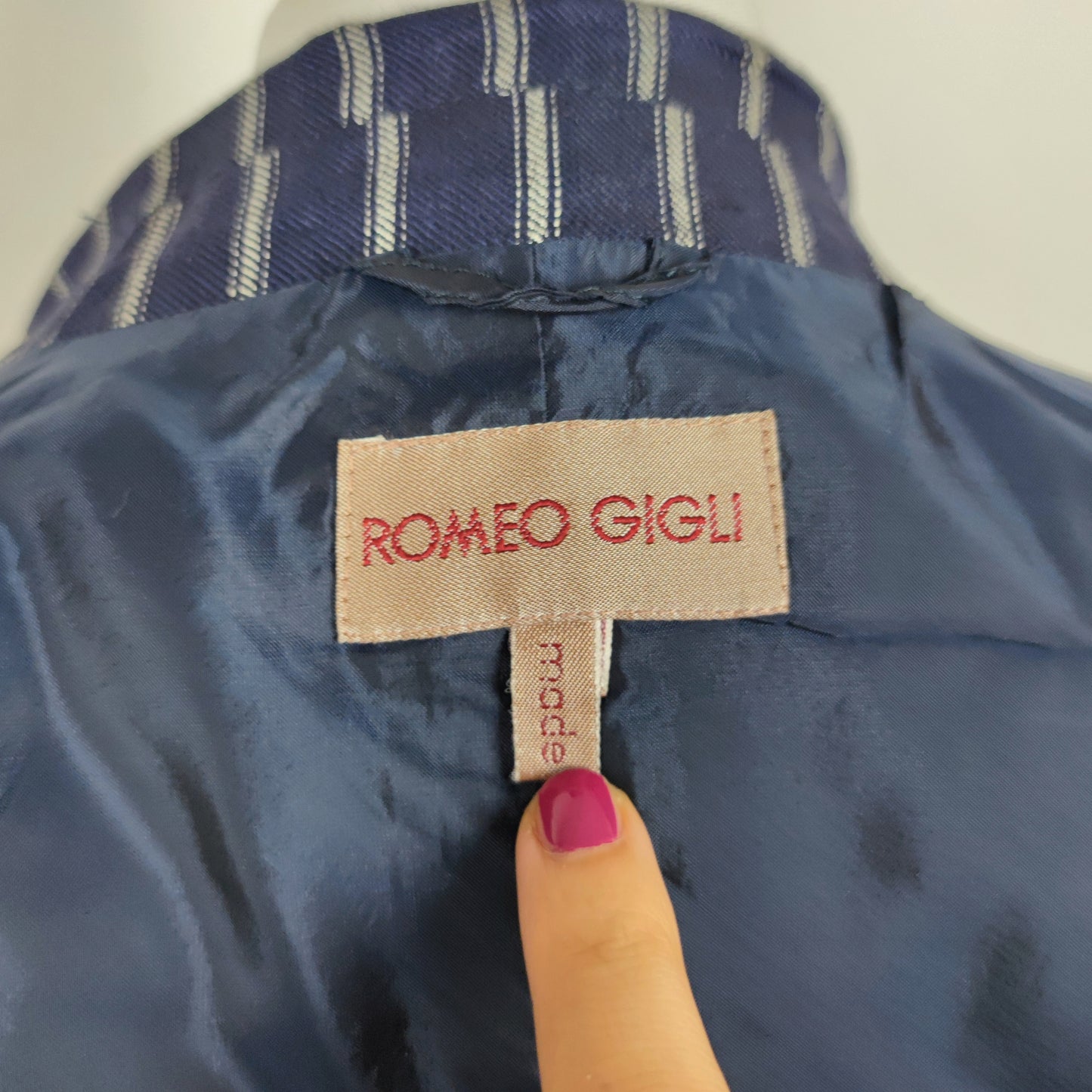 giacca Romeo Gigli blu a righe - estate 1994