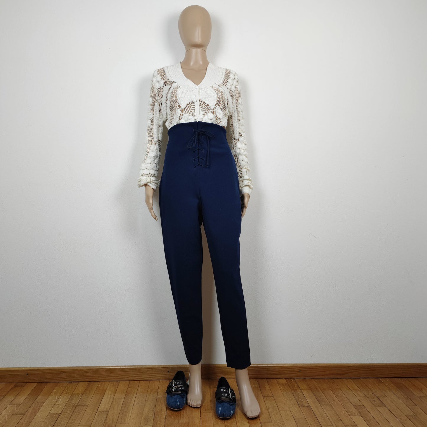Pantaloni blu Romeo Gigli vita alta - 1992
